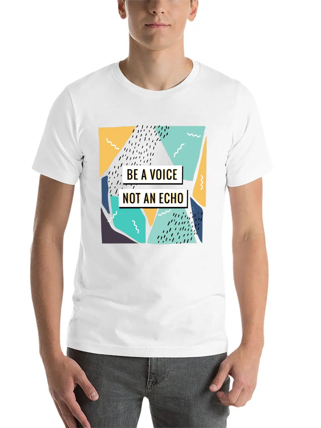 Motivation - Be A Voice. Not An Echo Unisex Short Sleeve Soft Cotton T-Shirt – Casual Everyday Wear