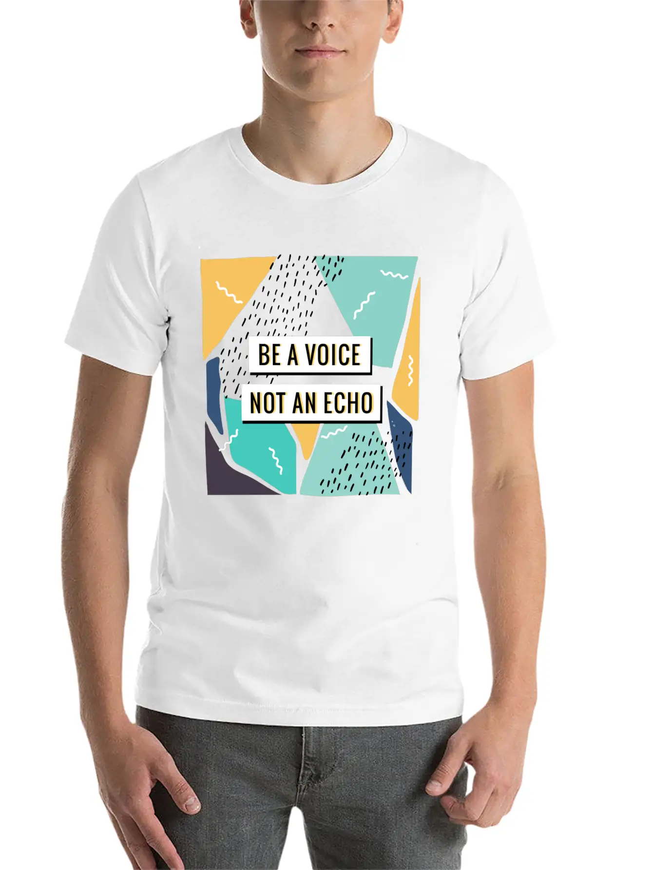 Motivation - Be A Voice. Not An Echo Unisex Short Sleeve Soft Cotton T-Shirt – Casual Everyday Wear