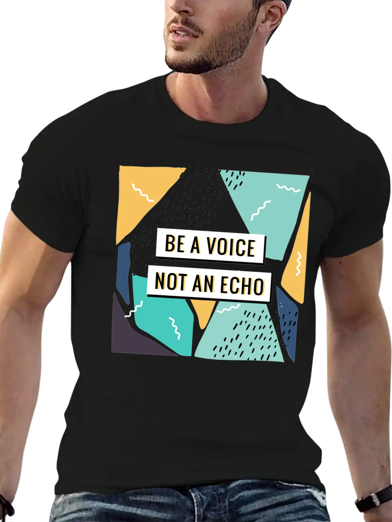 Motivation - Be A Voice. Not An Echo Unisex Short Sleeve Soft Cotton T-Shirt – Casual Everyday Wear