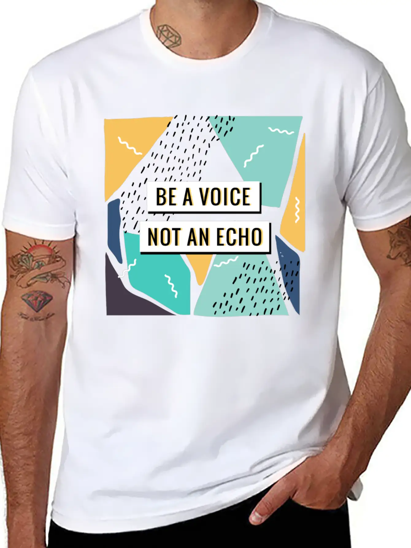 Motivation - Be A Voice. Not An Echo Unisex Short Sleeve Soft Cotton T-Shirt – Casual Everyday Wear