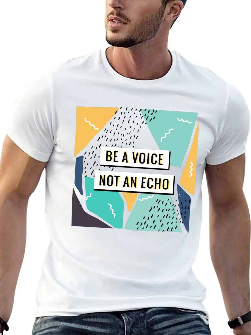 Motivation - Be A Voice. Not An Echo Unisex Short Sleeve Soft Cotton T-Shirt – Casual Everyday Wear