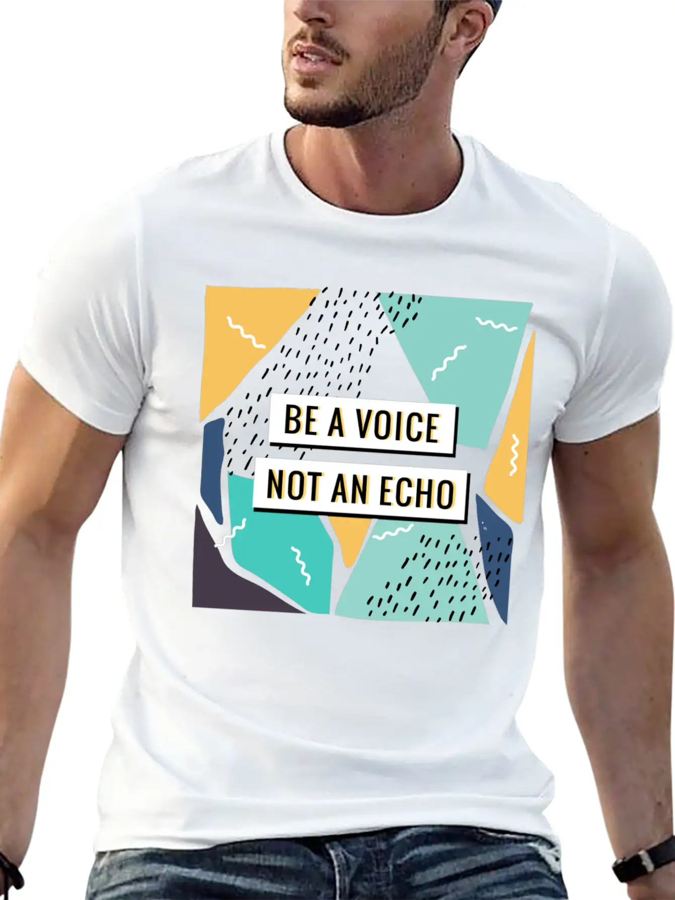 Motivation - Be A Voice. Not An Echo Unisex Short Sleeve Soft Cotton T-Shirt – Casual Everyday Wear