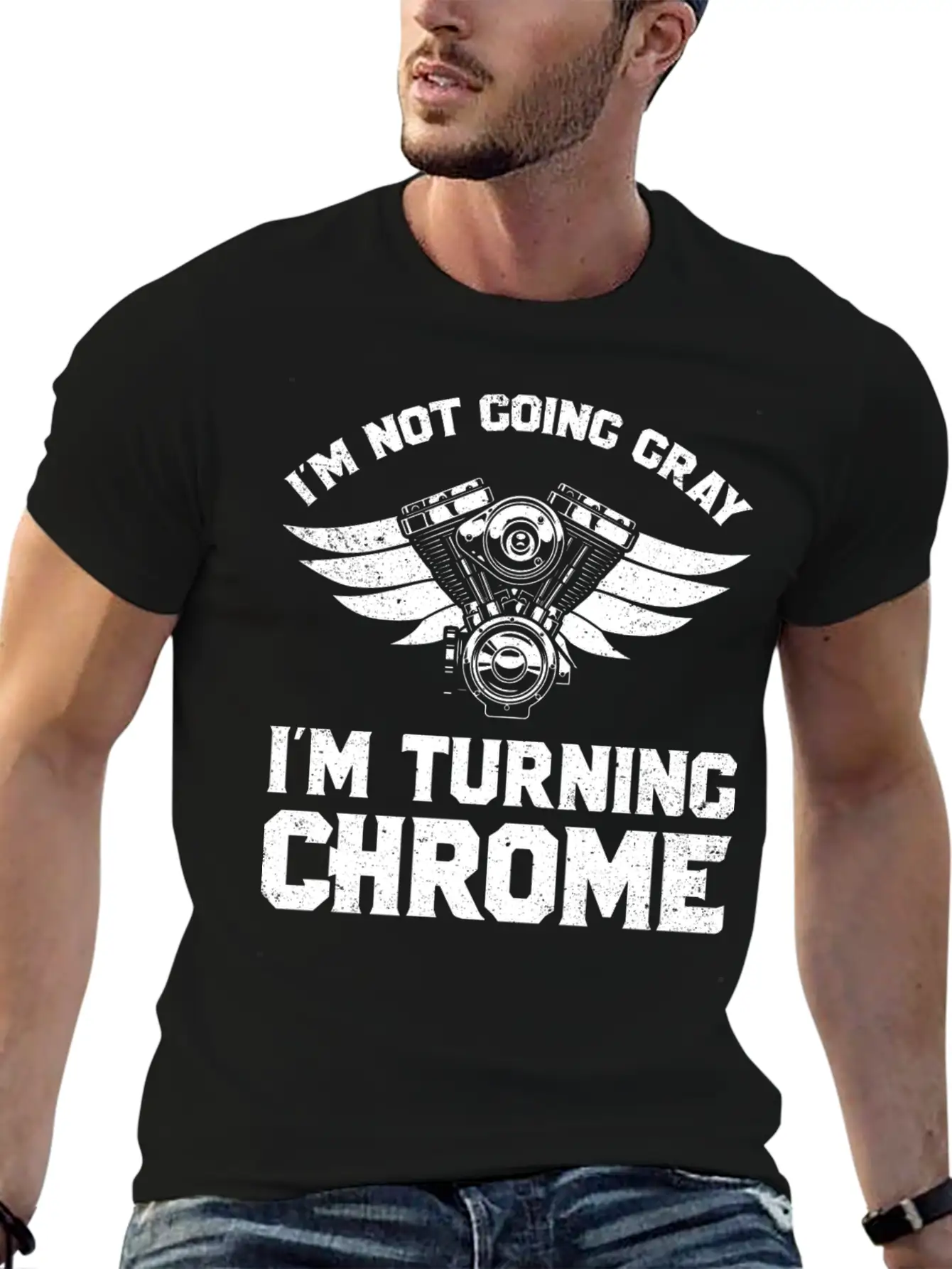 Motorcycle Biker Im Not Going Gray Im Turning Chrome Unisex Short Sleeve Soft Cotton T-Shirt – Casual Everyday Wear