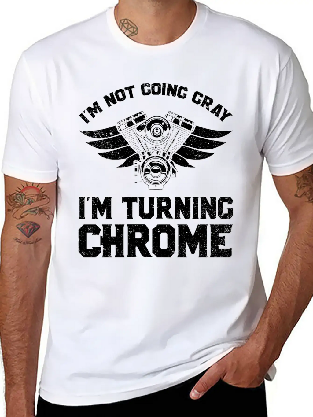 Motorcycle Biker Im Not Going Gray Im Turning Chrome Unisex Short Sleeve Soft Cotton T-Shirt – Casual Everyday Wear
