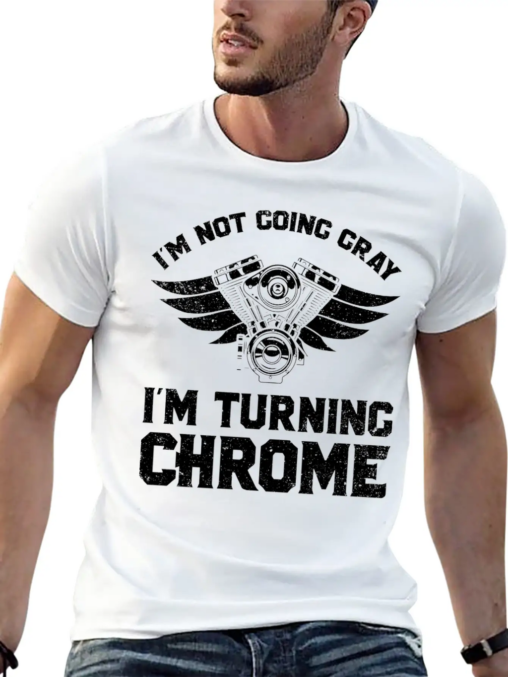Motorcycle Biker Im Not Going Gray Im Turning Chrome Unisex Short Sleeve Soft Cotton T-Shirt – Casual Everyday Wear