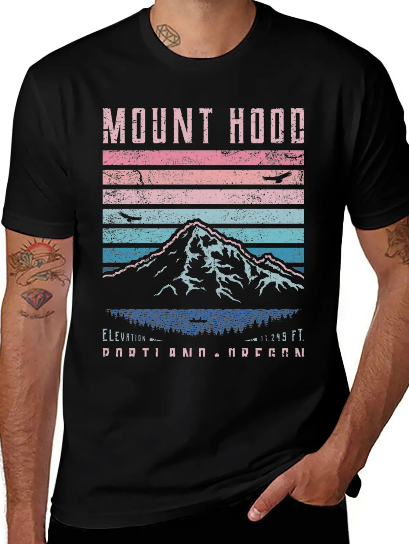 Mount Hood Portland Oregon Sunrise Unisex Short Sleeve Soft Cotton T-Shirt – Casual Everyday Wear