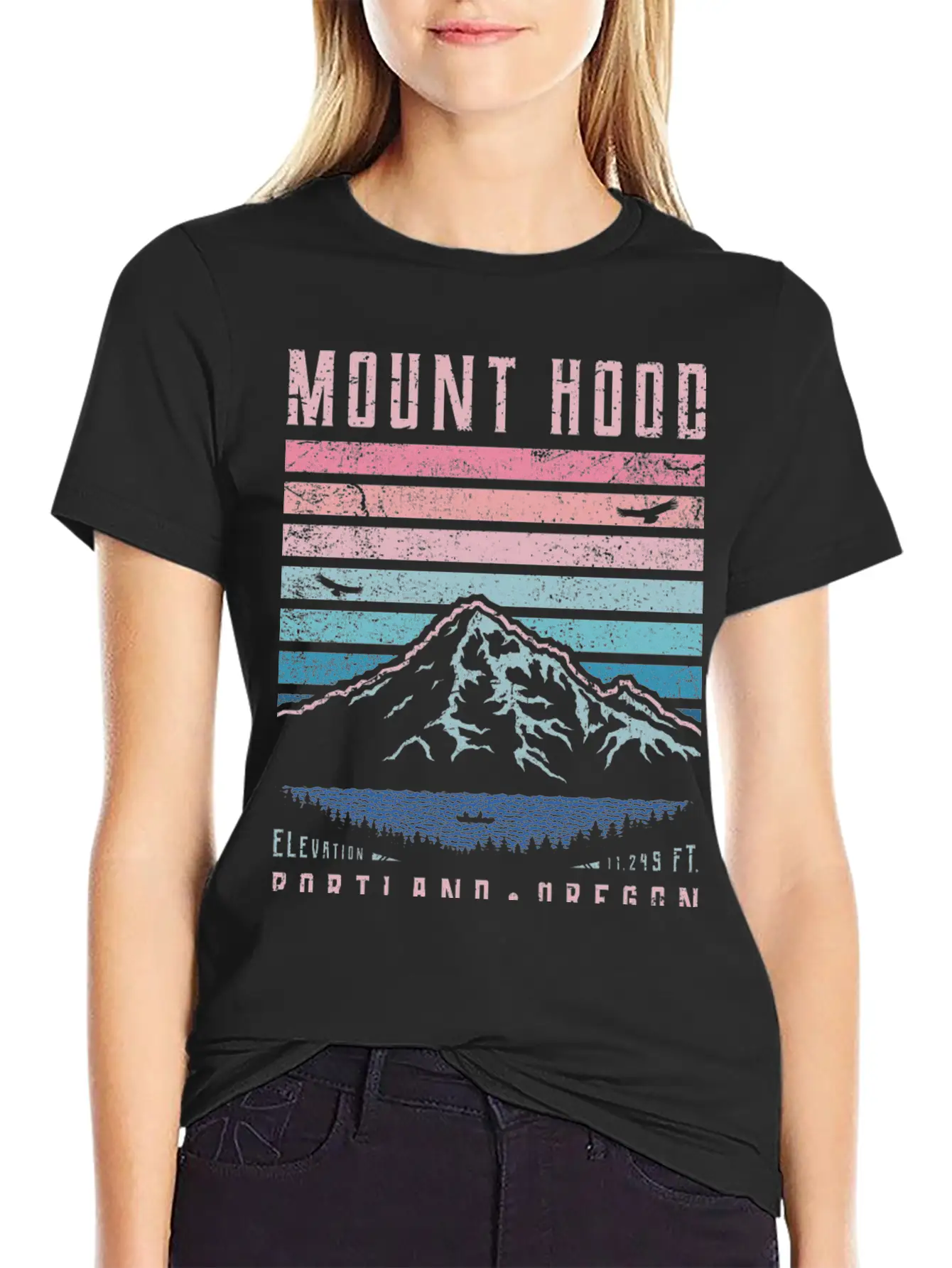 Mount Hood Portland Oregon Sunrise Unisex Short Sleeve Soft Cotton T-Shirt – Casual Everyday Wear