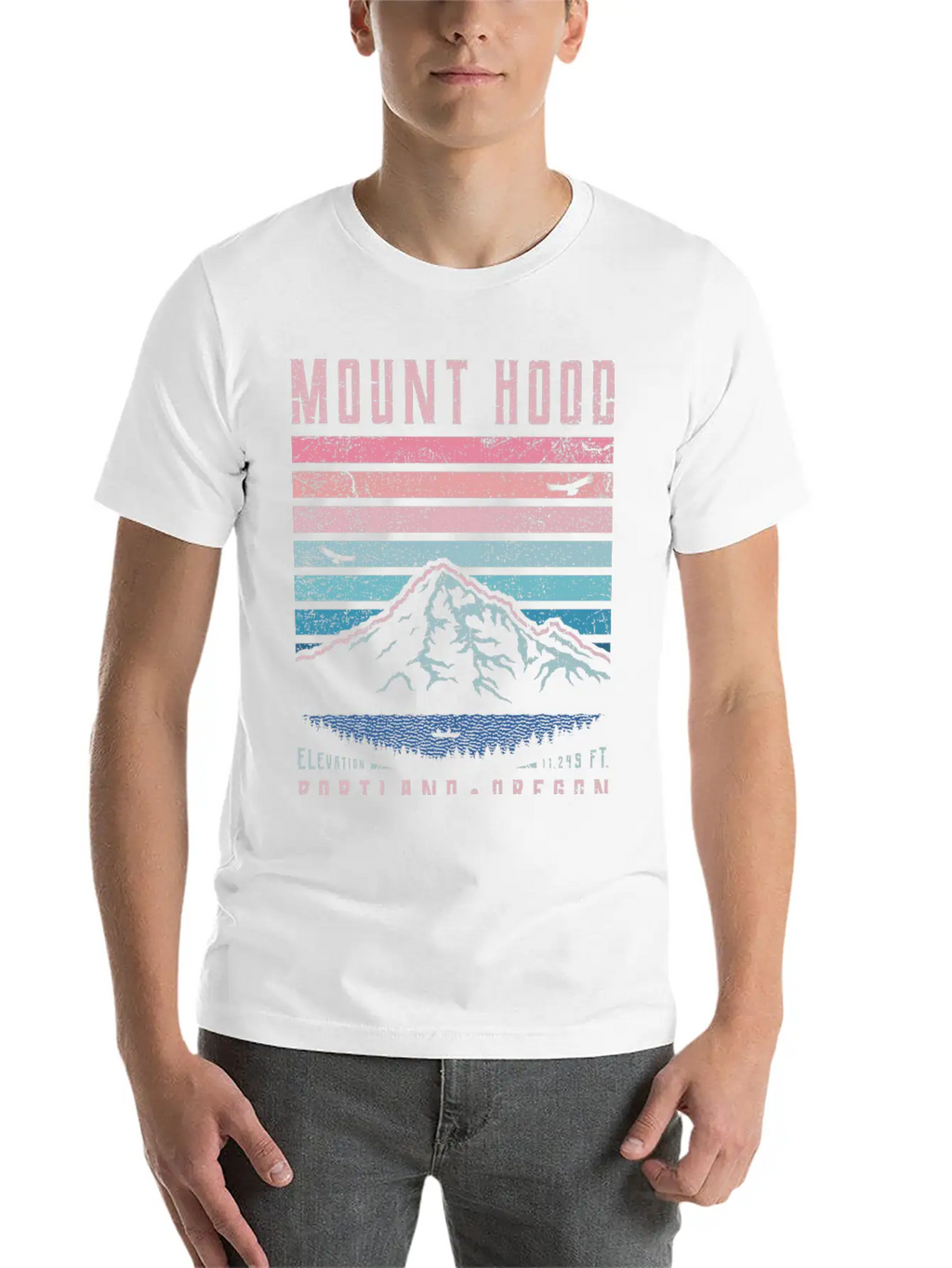 Mount Hood Portland Oregon Sunrise Unisex Short Sleeve Soft Cotton T-Shirt – Casual Everyday Wear