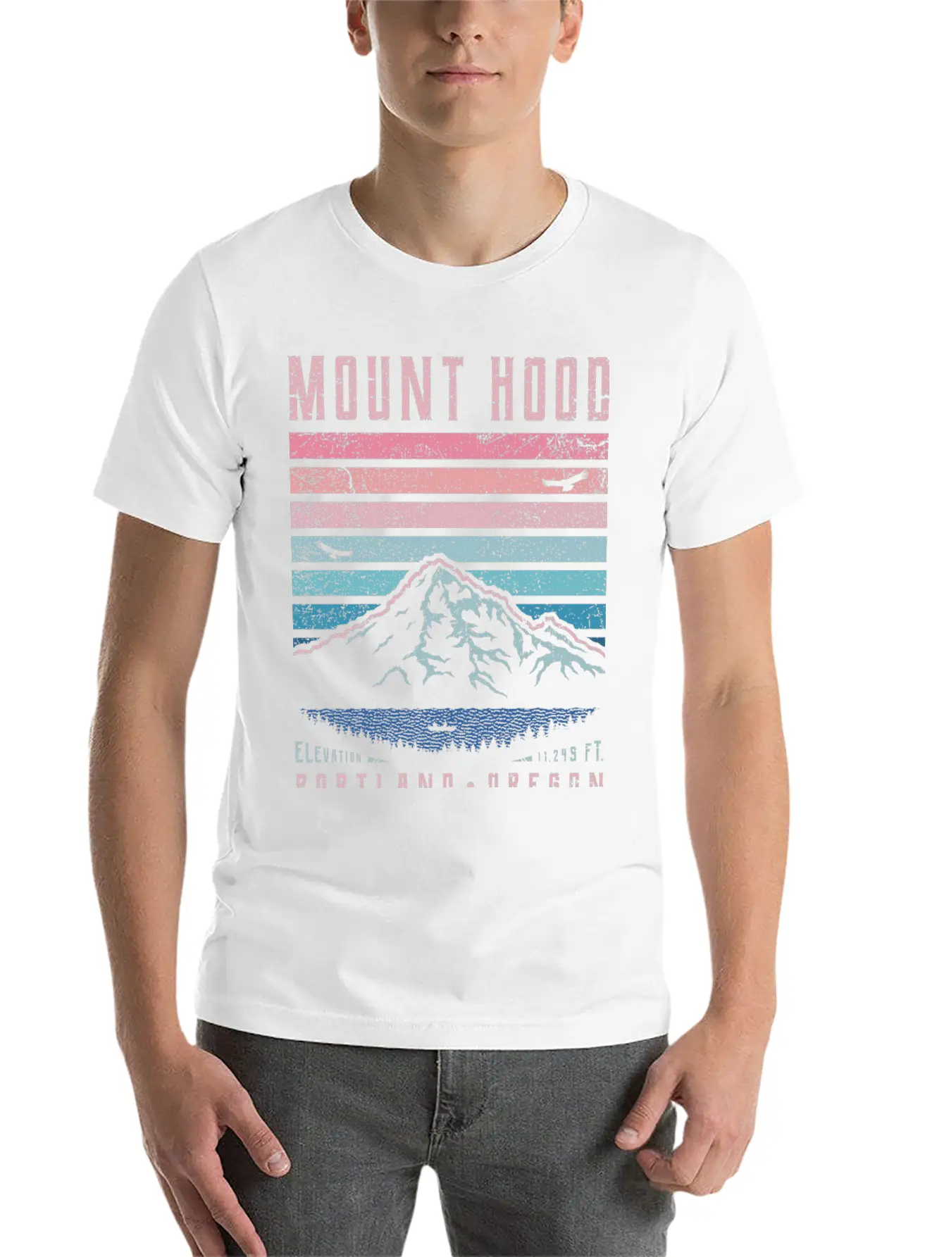Mount Hood Portland Oregon Sunrise Unisex Short Sleeve Soft Cotton T-Shirt – Casual Everyday Wear