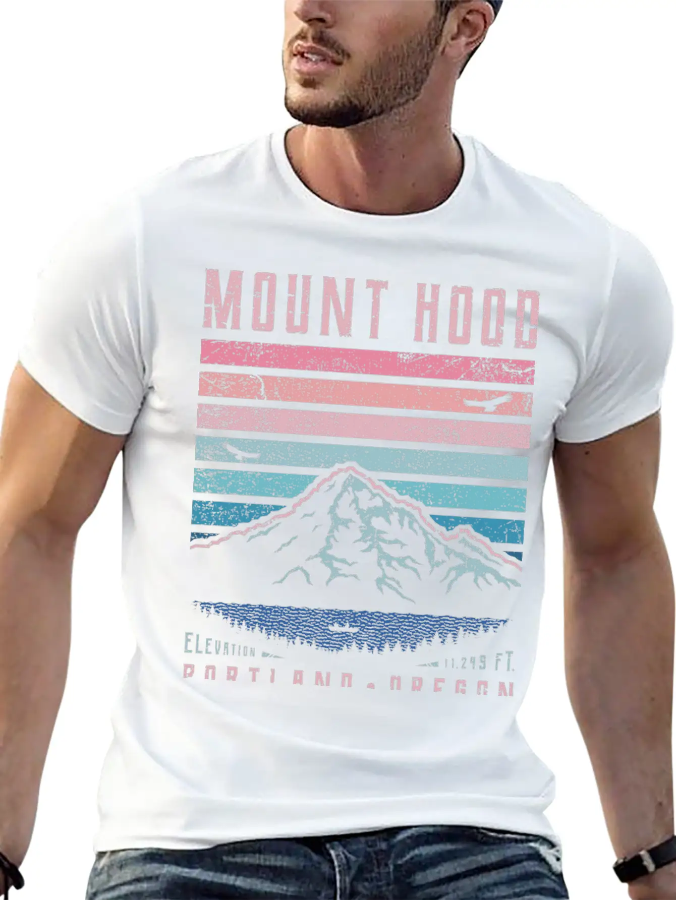 Mount Hood Portland Oregon Sunrise Unisex Short Sleeve Soft Cotton T-Shirt – Casual Everyday Wear