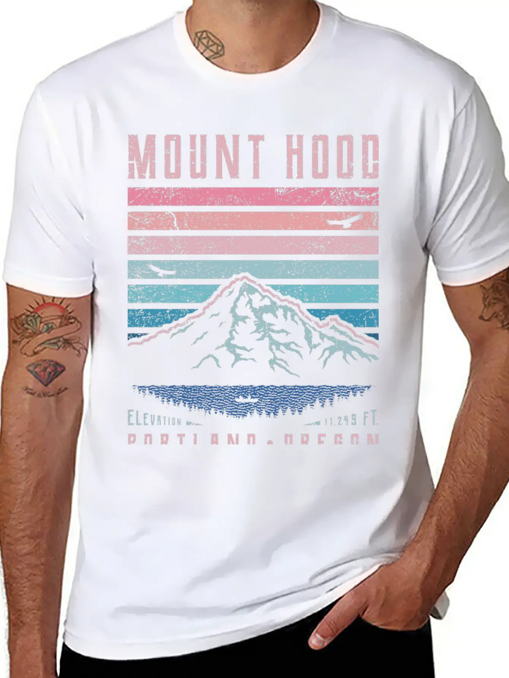 Mount Hood Portland Oregon Sunrise Unisex Short Sleeve Soft Cotton T-Shirt – Casual Everyday Wear