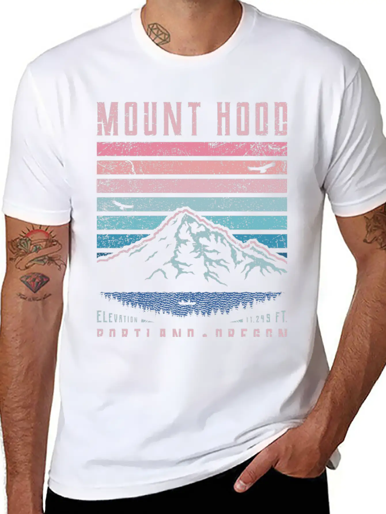 Mount Hood Portland Oregon Sunrise Unisex Short Sleeve Soft Cotton T-Shirt – Casual Everyday Wear