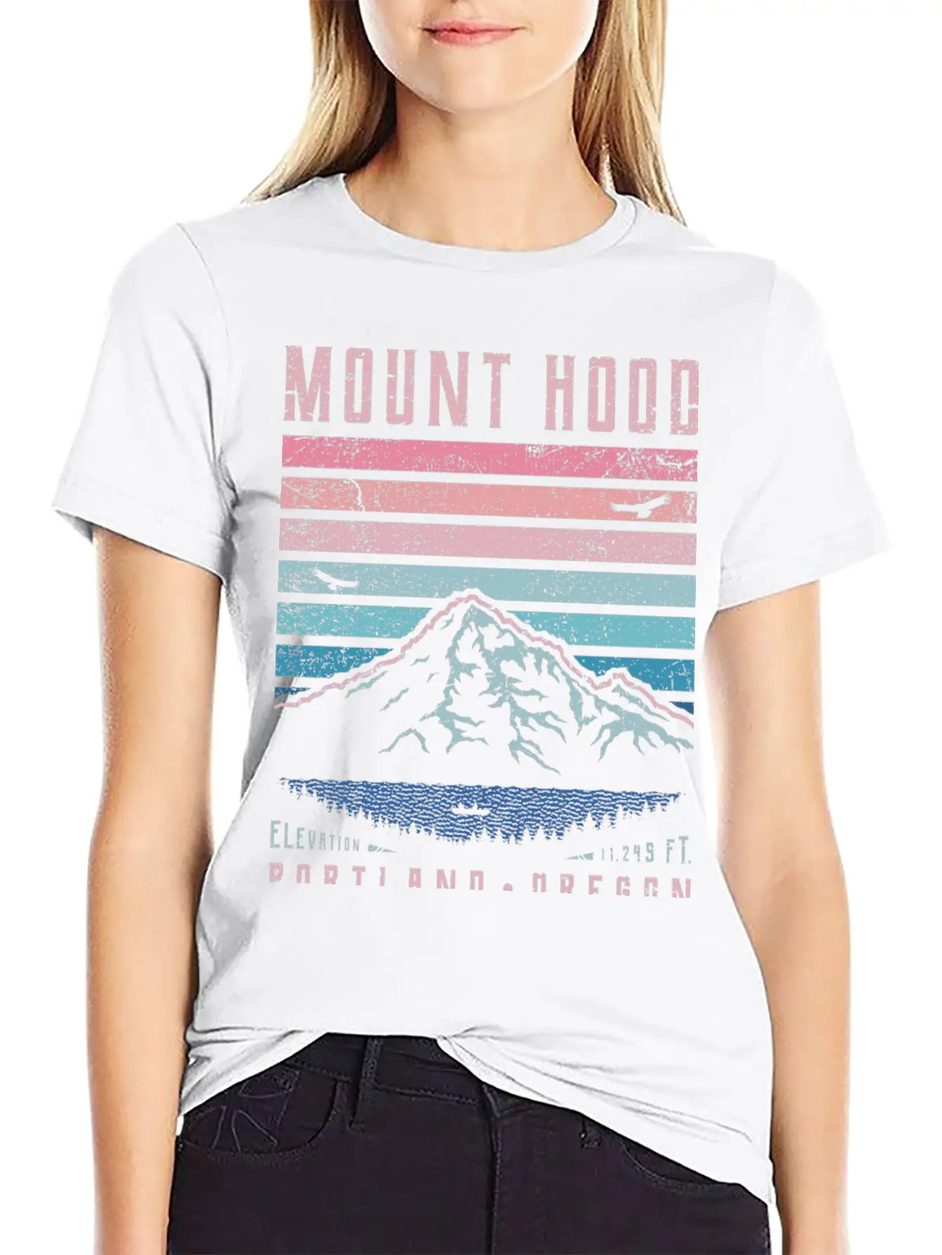 Mount Hood Portland Oregon Sunrise Unisex Short Sleeve Soft Cotton T-Shirt – Casual Everyday Wear