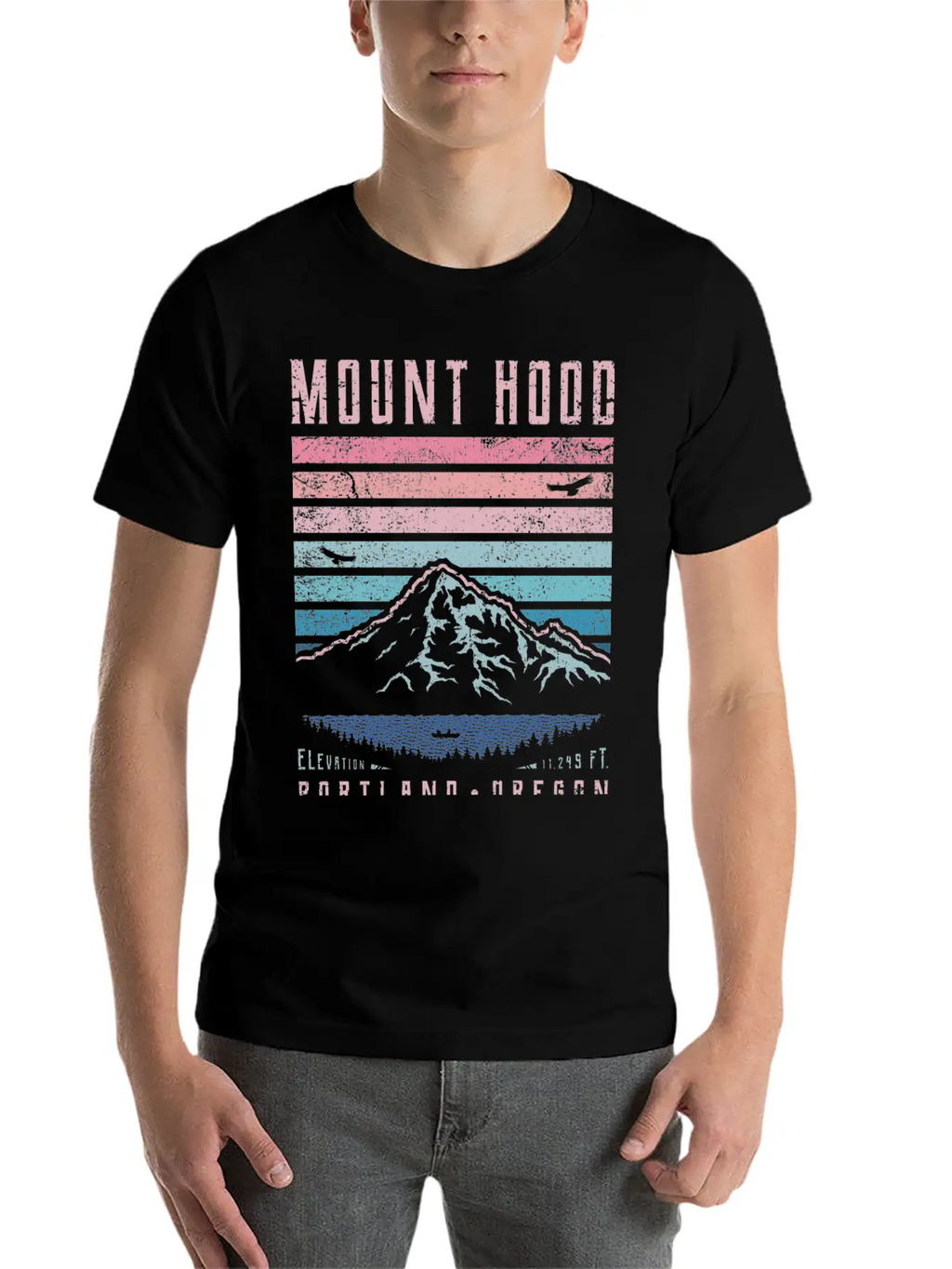 Mount Hood Portland Oregon Sunrise Unisex Short Sleeve Soft Cotton T-Shirt – Casual Everyday Wear