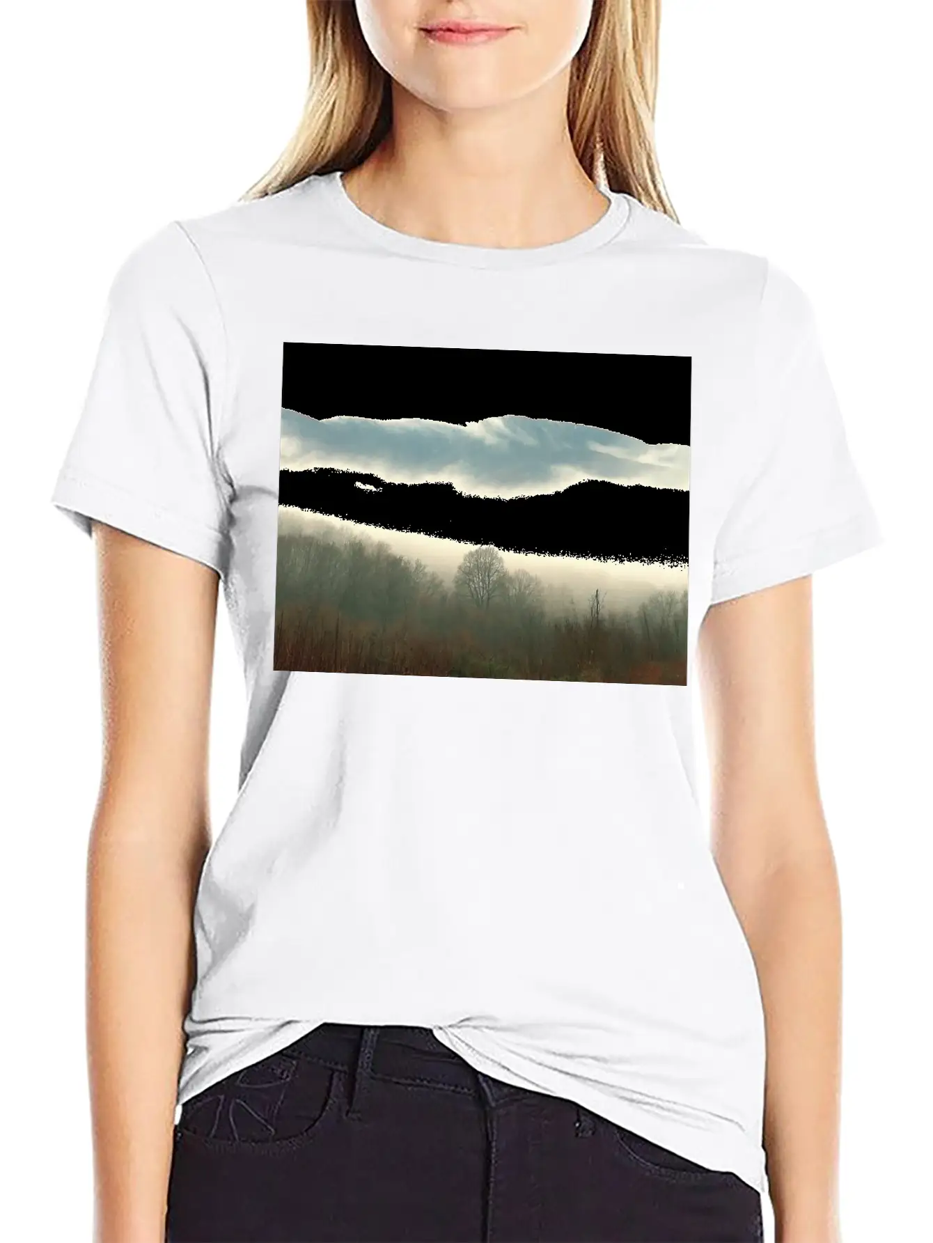 Mountain Above The Clouds Unisex Short Sleeve Soft Cotton T-Shirt – Casual Everyday Wear