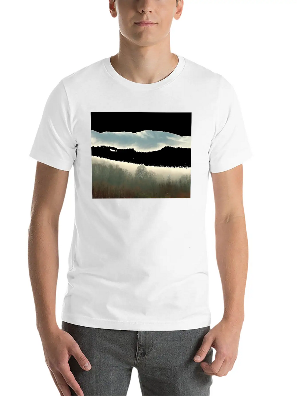 Mountain Above The Clouds Unisex Short Sleeve Soft Cotton T-Shirt – Casual Everyday Wear