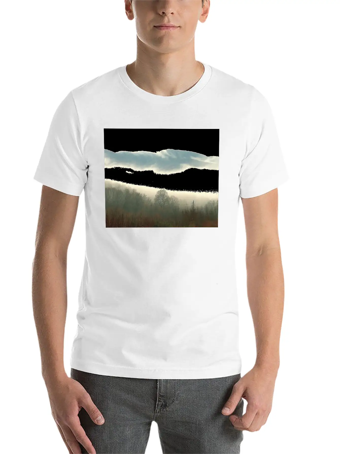 Mountain Above The Clouds Unisex Short Sleeve Soft Cotton T-Shirt – Casual Everyday Wear