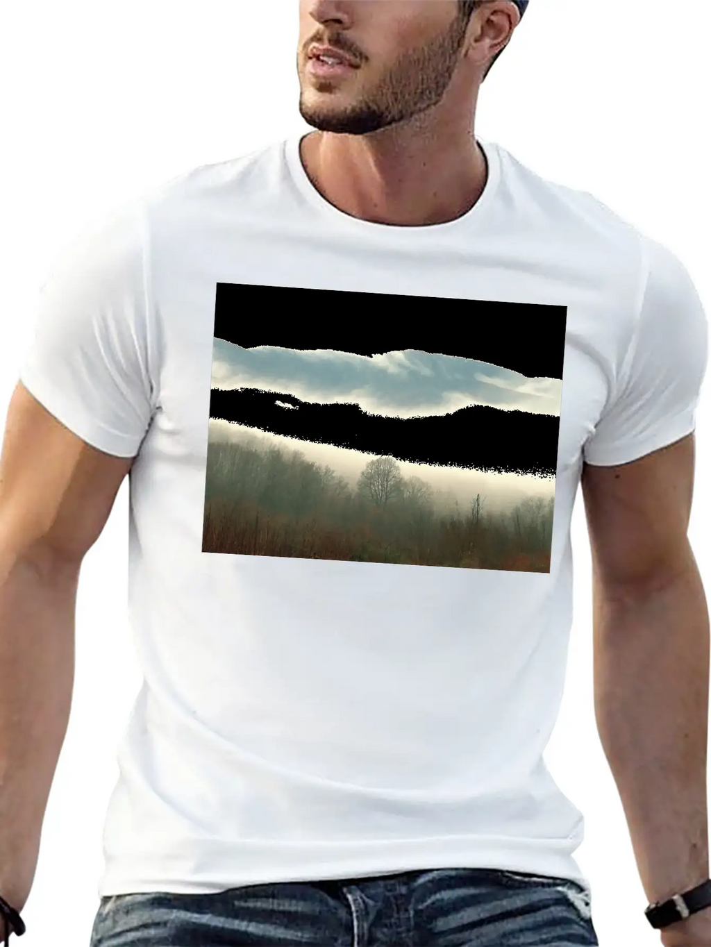 Mountain Above The Clouds Unisex Short Sleeve Soft Cotton T-Shirt – Casual Everyday Wear