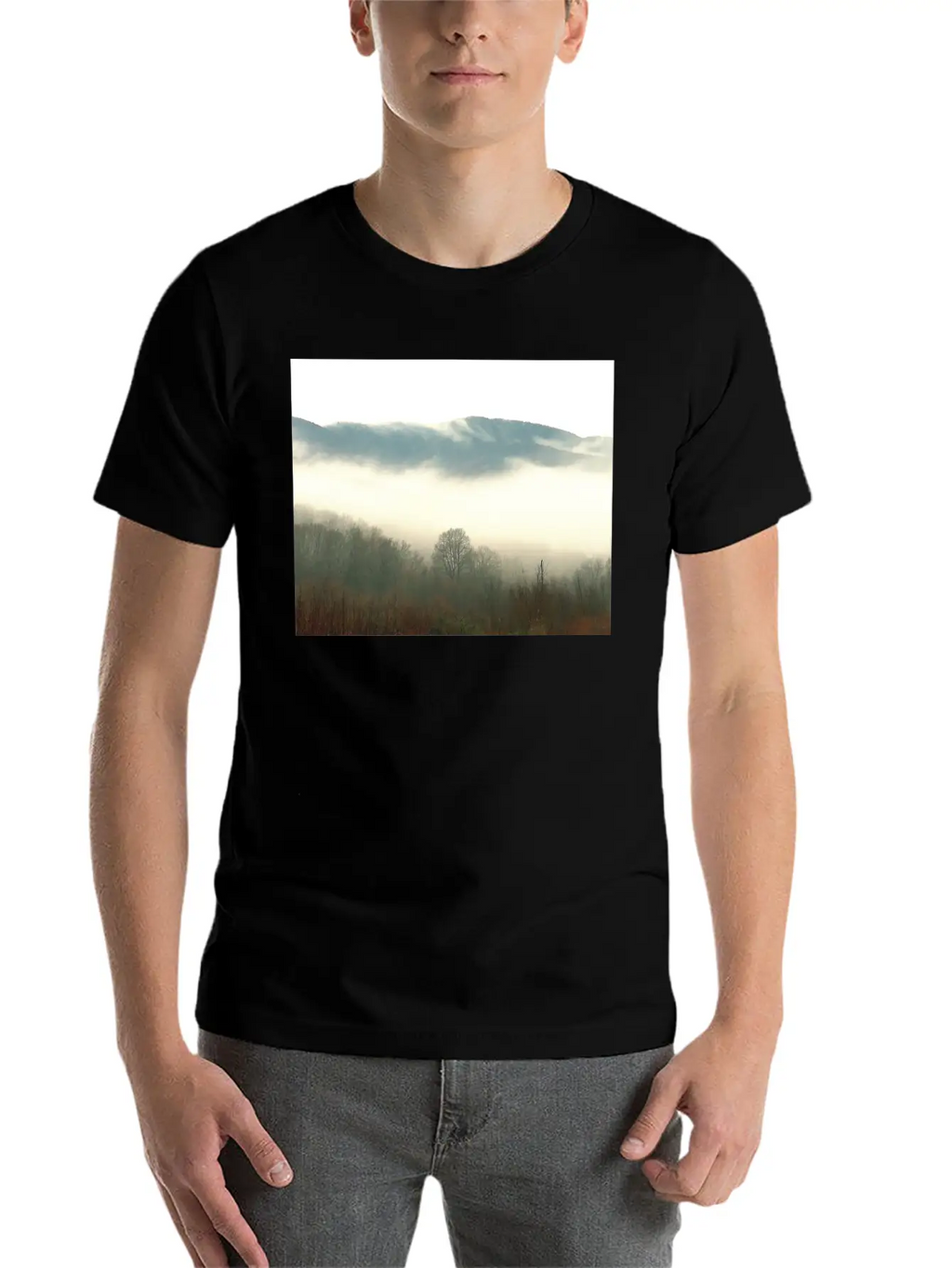 Mountain Above The Clouds Unisex Short Sleeve Soft Cotton T-Shirt – Casual Everyday Wear
