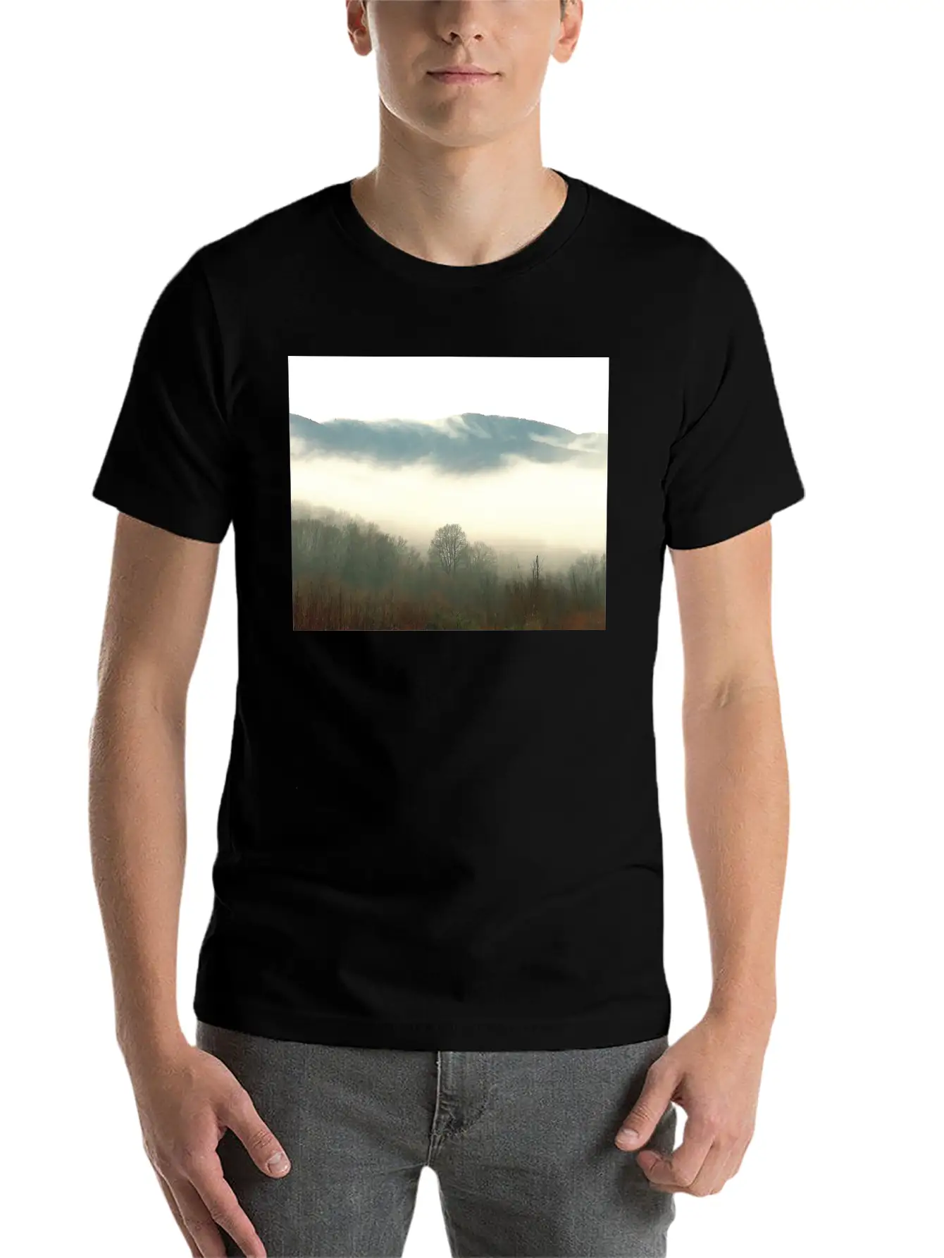 Mountain Above The Clouds Unisex Short Sleeve Soft Cotton T-Shirt – Casual Everyday Wear