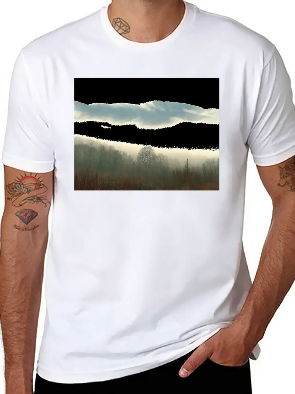Mountain Above The Clouds Unisex Short Sleeve Soft Cotton T-Shirt – Casual Everyday Wear