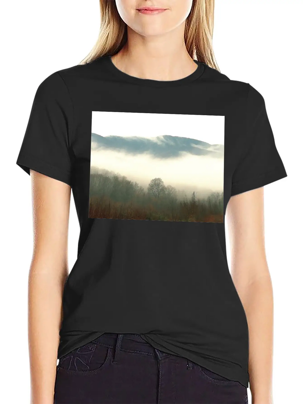 Mountain Above The Clouds Unisex Short Sleeve Soft Cotton T-Shirt – Casual Everyday Wear