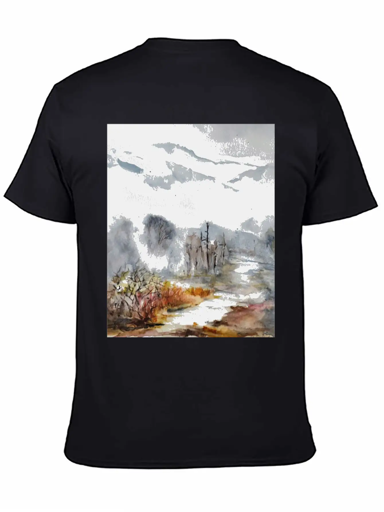 Mountain Above The Clouds Watercolors Casual Graphic T-Shirt – Simple And Comfortable Daily Wear