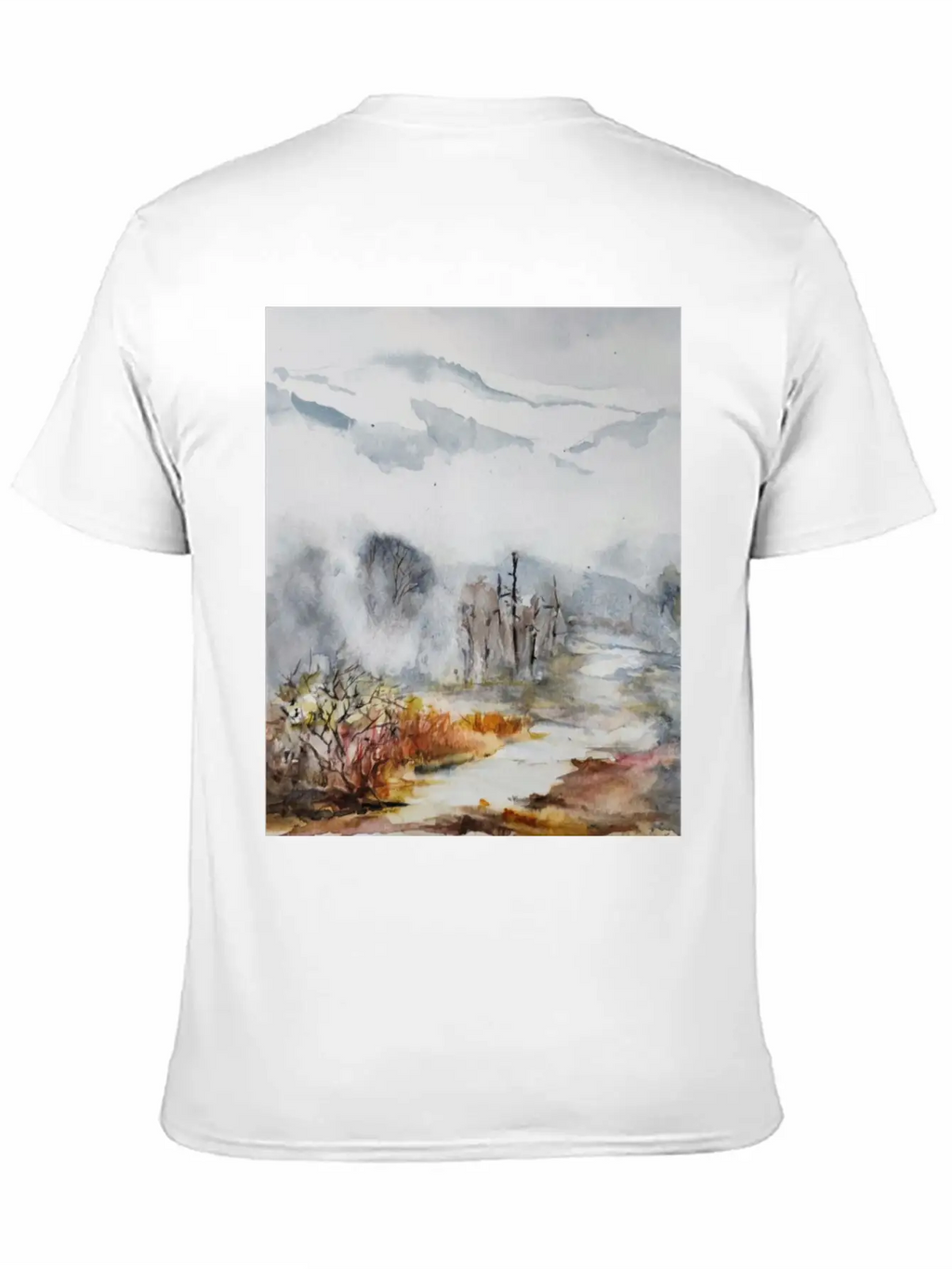 Mountain Above The Clouds Watercolors Casual Graphic T-Shirt – Simple And Comfortable Daily Wear