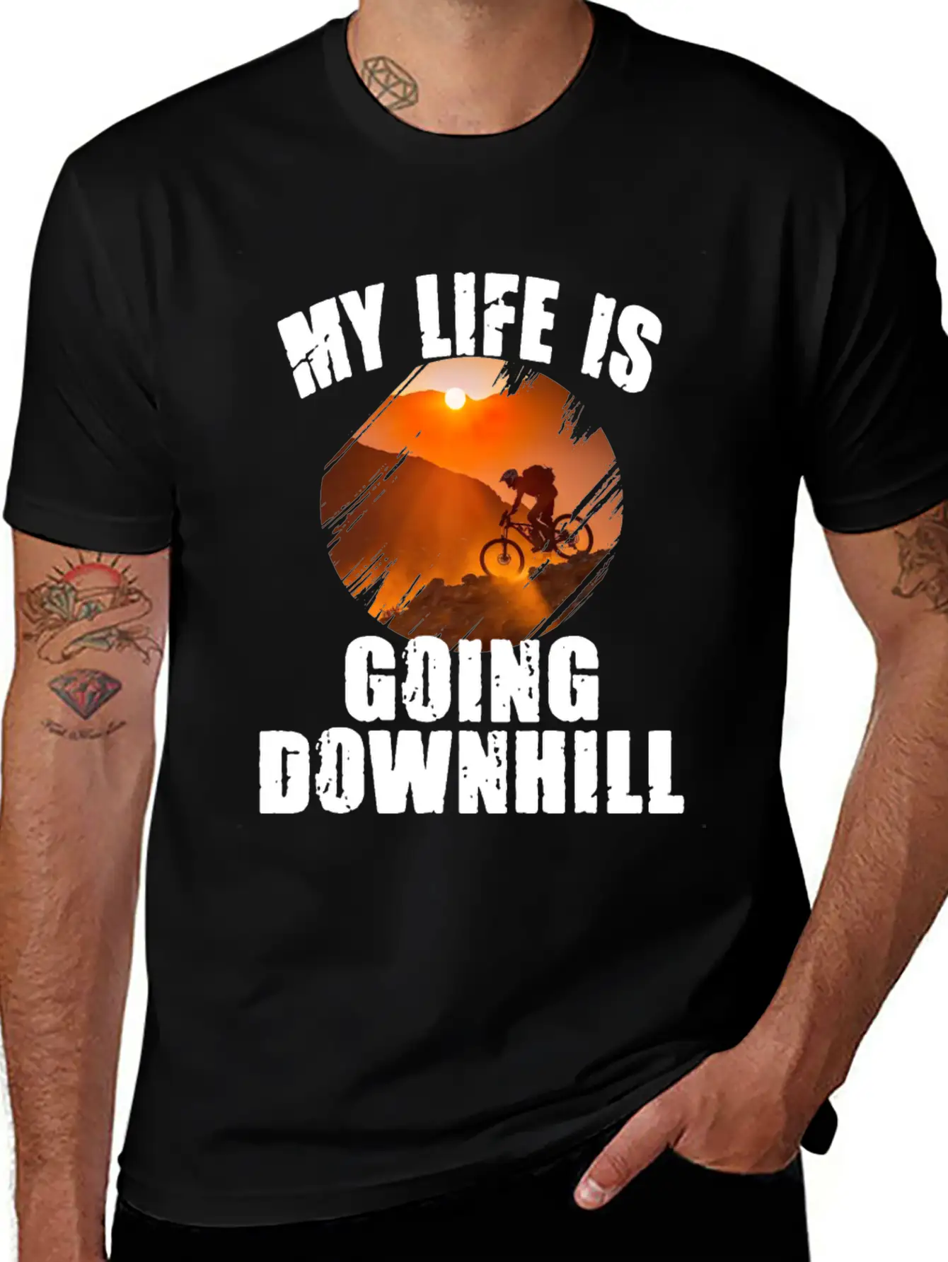 Mountain Bike Racing Down Mountain Stylish Everyday T-Shirt – Unisex Basic Cotton Tee