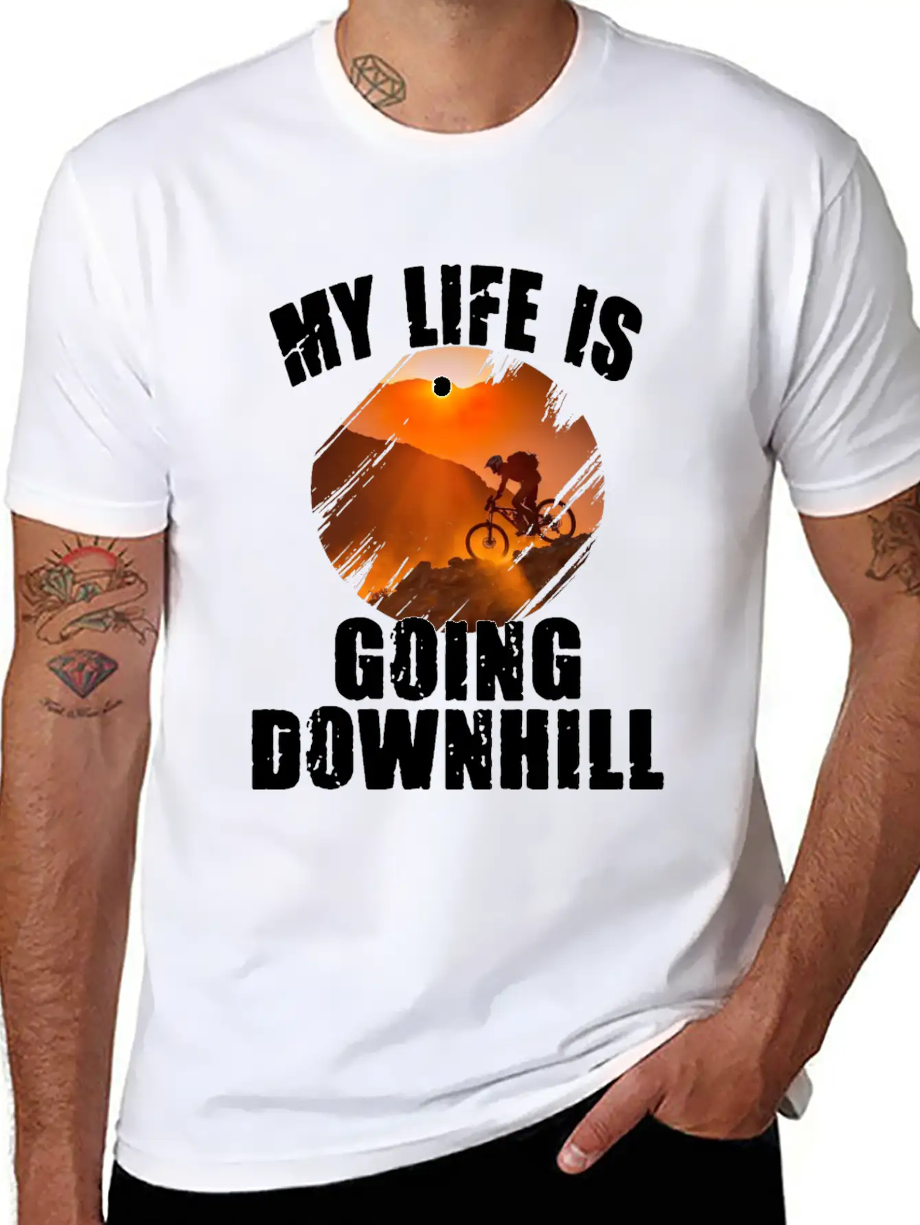 Mountain Bike Racing Down Mountain Stylish Everyday T-Shirt – Unisex Basic Cotton Tee