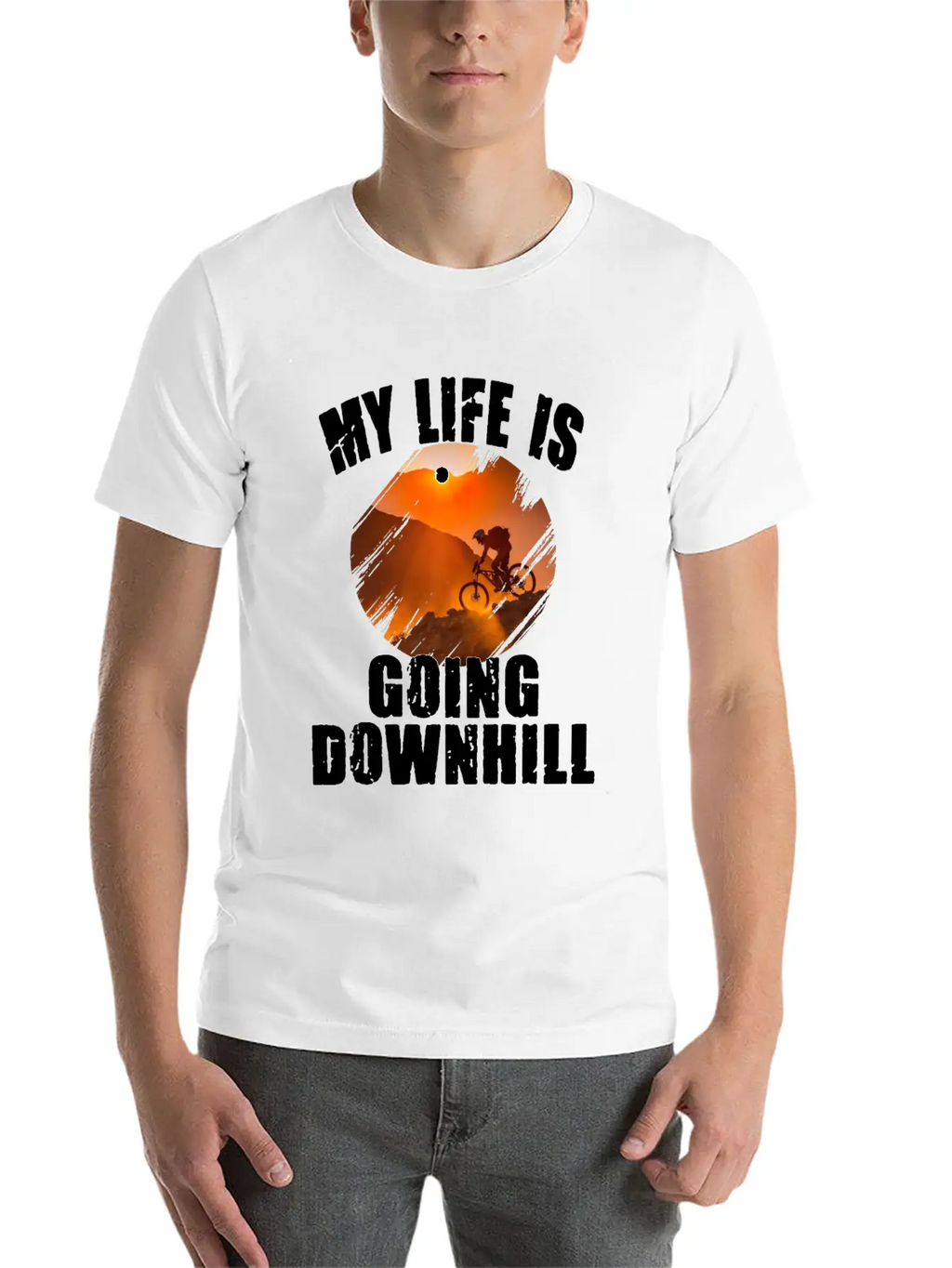 Mountain Bike Racing Down Mountain Stylish Everyday T-Shirt – Unisex Basic Cotton Tee