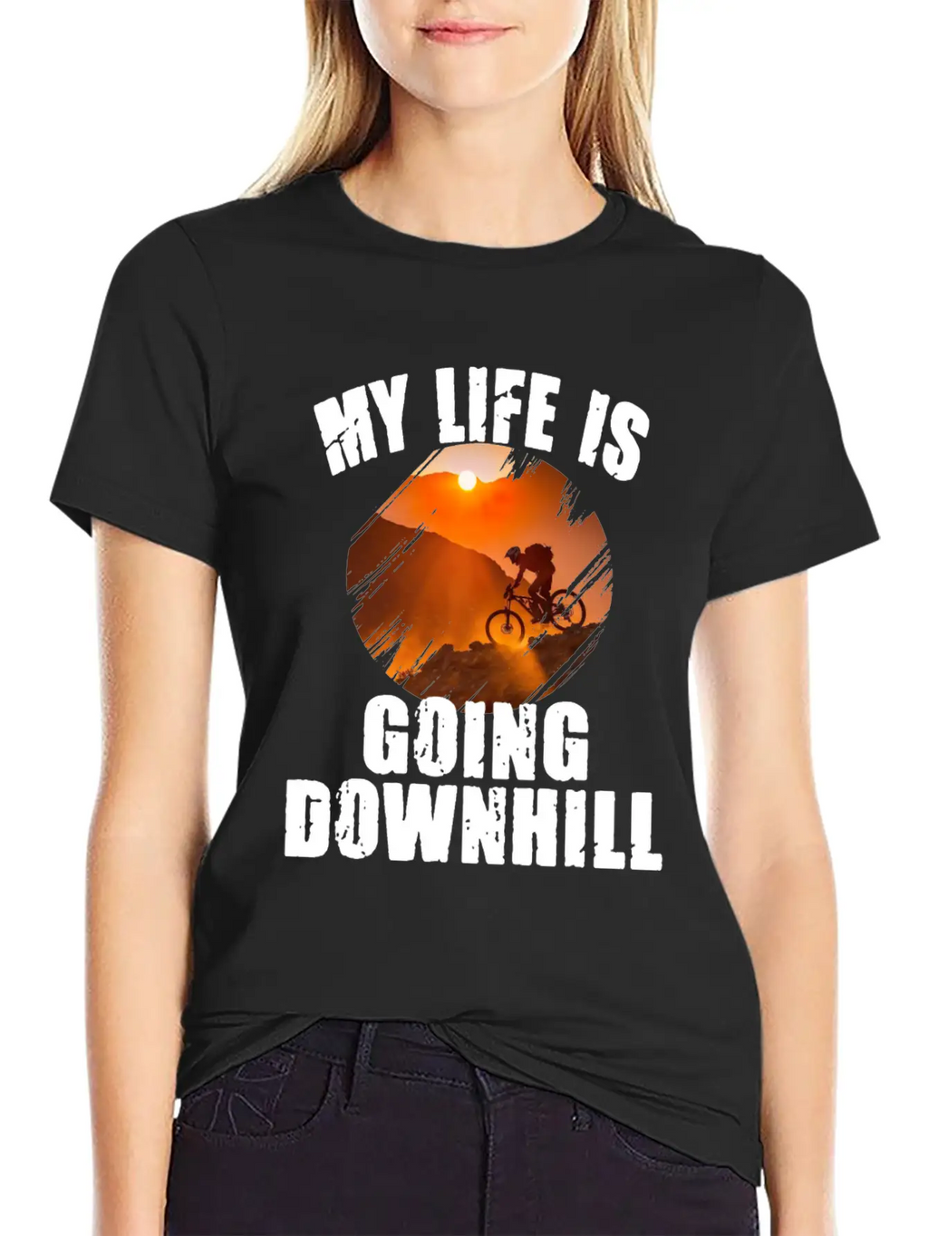 Mountain Bike Racing Down Mountain Stylish Everyday T-Shirt – Unisex Basic Cotton Tee