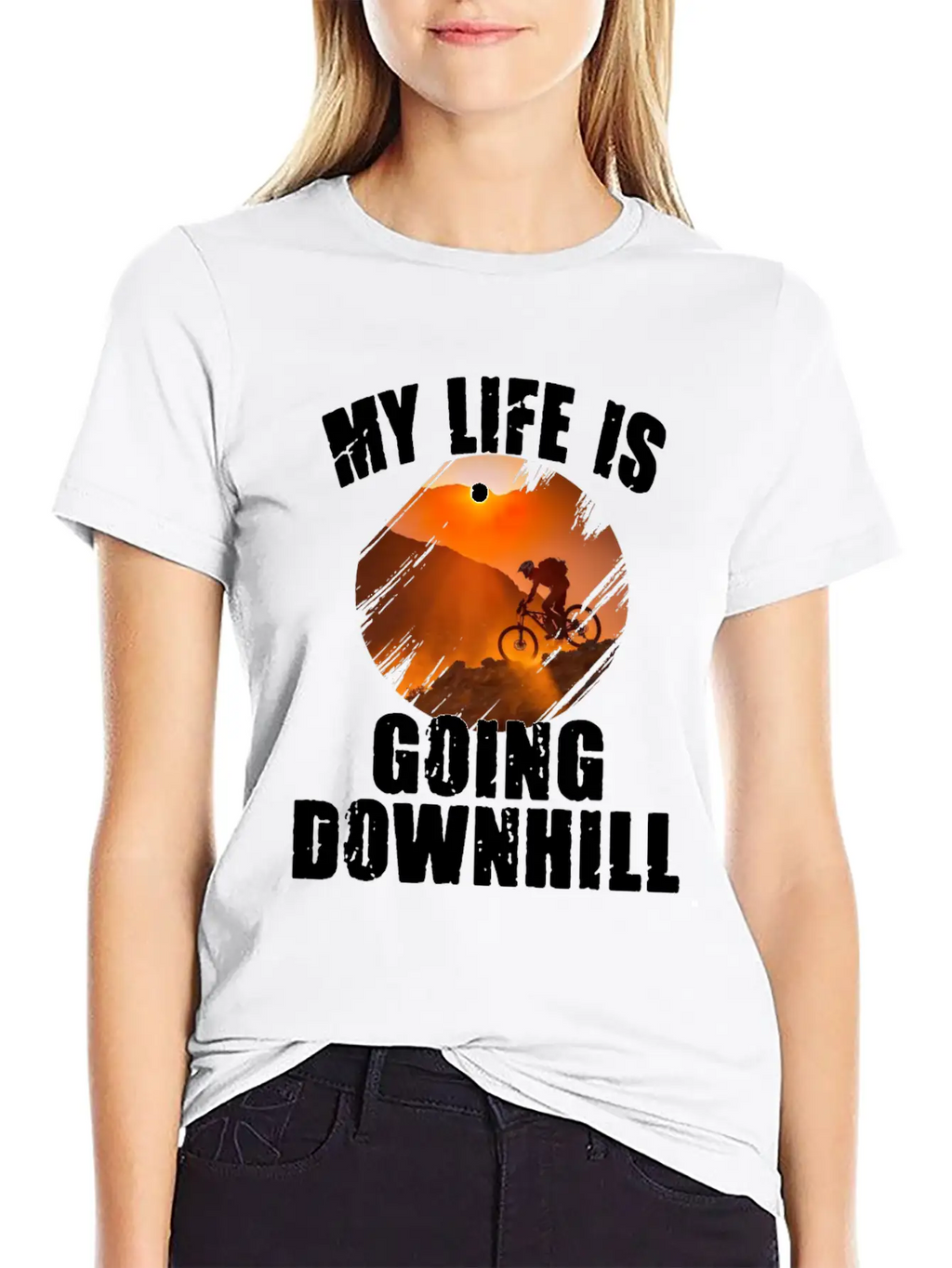 Mountain Bike Racing Down Mountain Stylish Everyday T-Shirt – Unisex Basic Cotton Tee