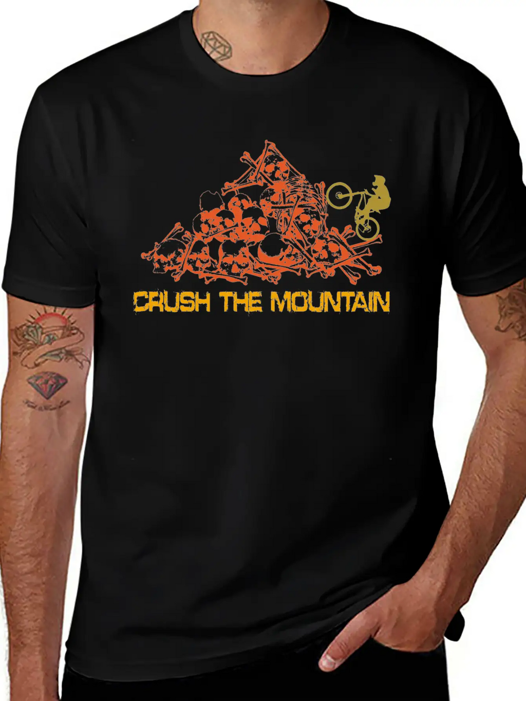 MOUNTAIN BIKER SKULL MOUNTAINS WITH TEXT Unisex Casual T-Shirt – Clean Design For Daily Comfort