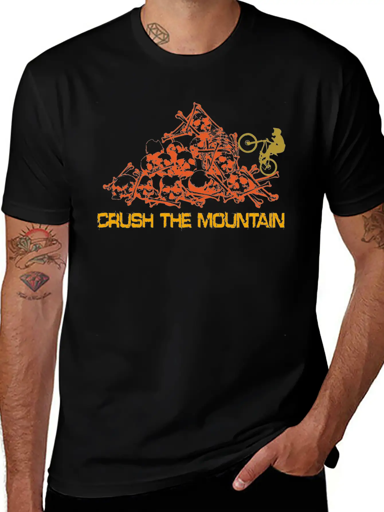 MOUNTAIN BIKER SKULL MOUNTAINS WITH TEXT Unisex Casual T-Shirt – Clean Design For Daily Comfort