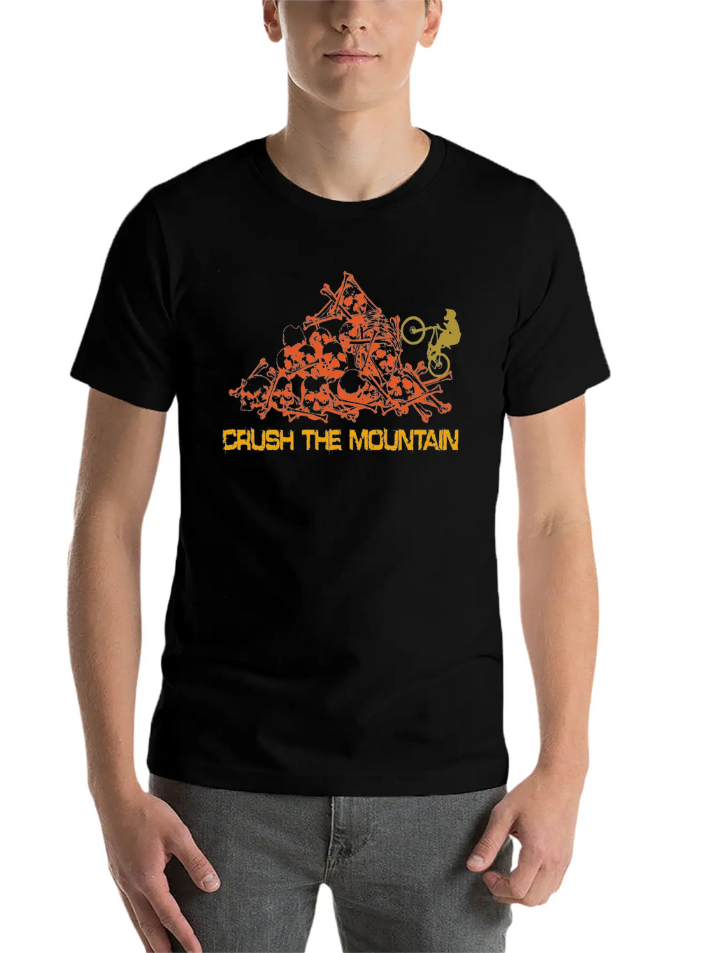 MOUNTAIN BIKER SKULL MOUNTAINS WITH TEXT Unisex Casual T-Shirt – Clean Design For Daily Comfort