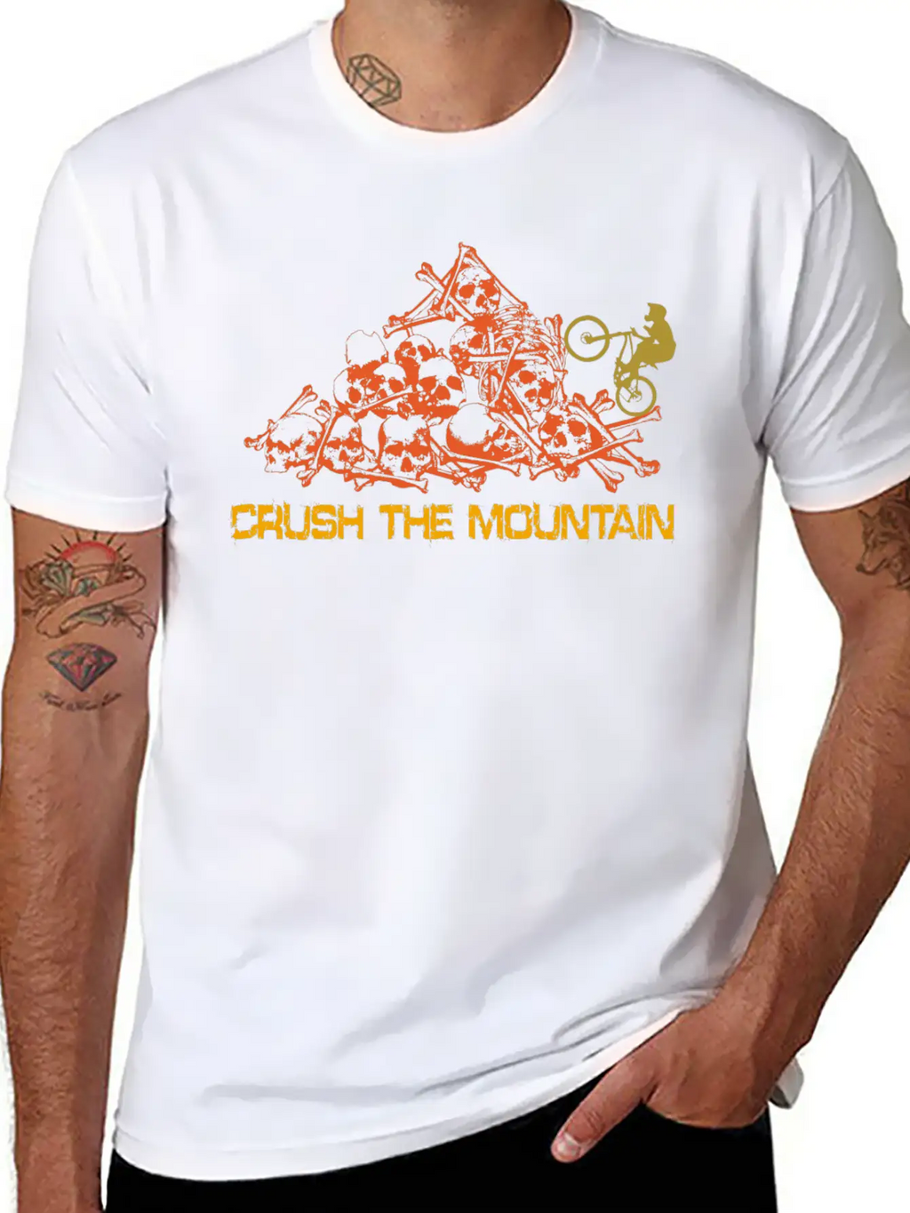 MOUNTAIN BIKER SKULL MOUNTAINS WITH TEXT Unisex Casual T-Shirt – Clean Design For Daily Comfort