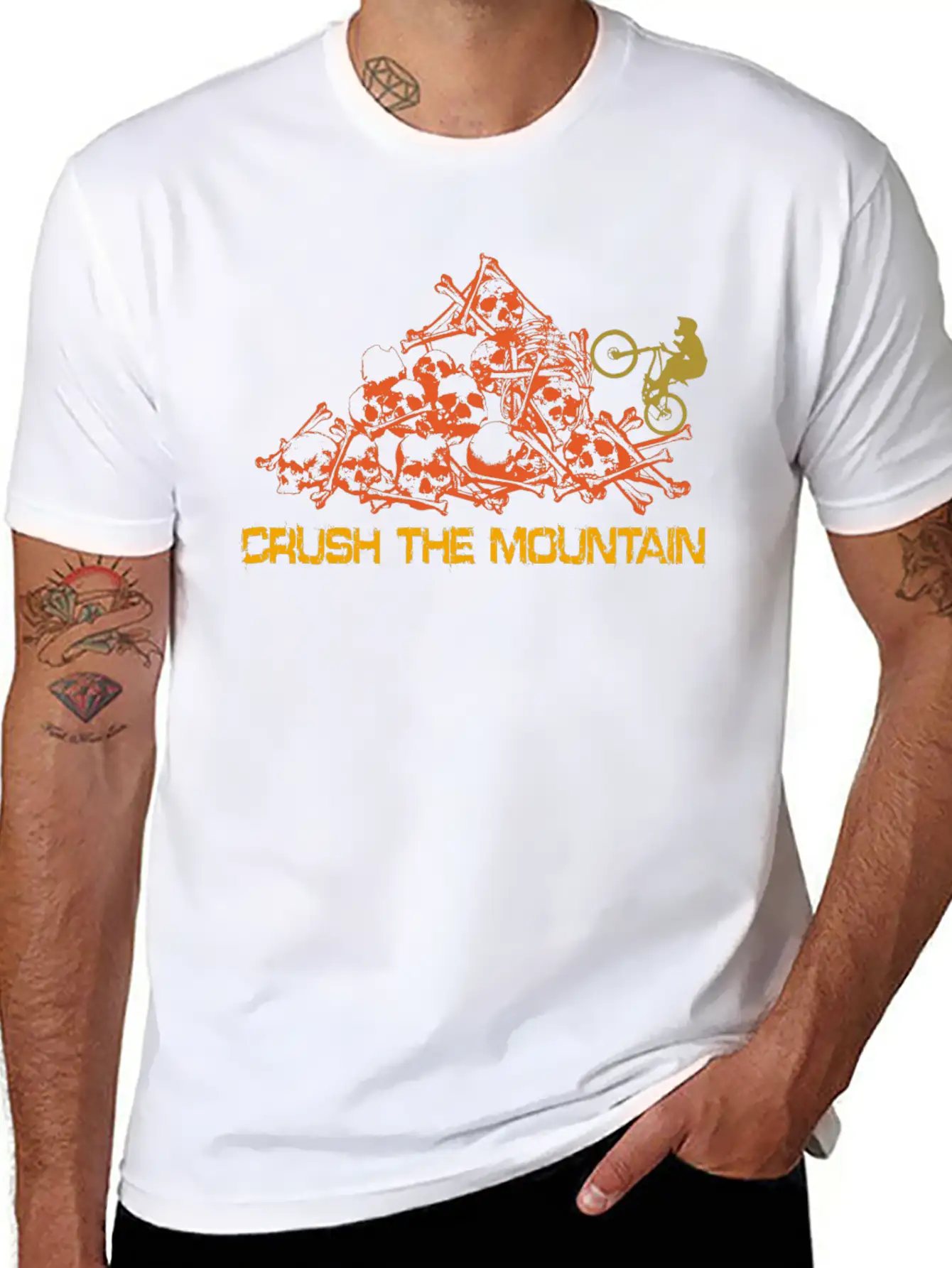 MOUNTAIN BIKER SKULL MOUNTAINS WITH TEXT Unisex Casual T-Shirt – Clean Design For Daily Comfort