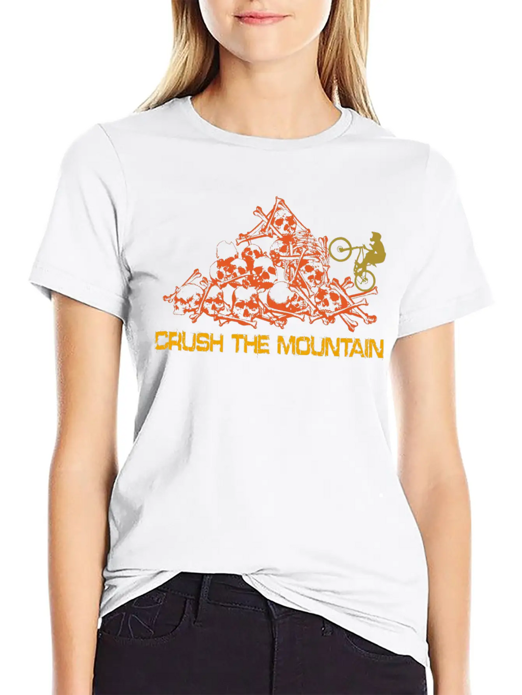MOUNTAIN BIKER SKULL MOUNTAINS WITH TEXT Unisex Casual T-Shirt – Clean Design For Daily Comfort