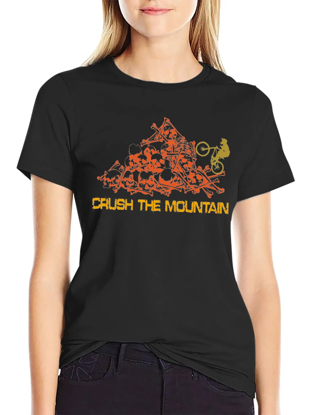 MOUNTAIN BIKER SKULL MOUNTAINS WITH TEXT Unisex Casual T-Shirt – Clean Design For Daily Comfort