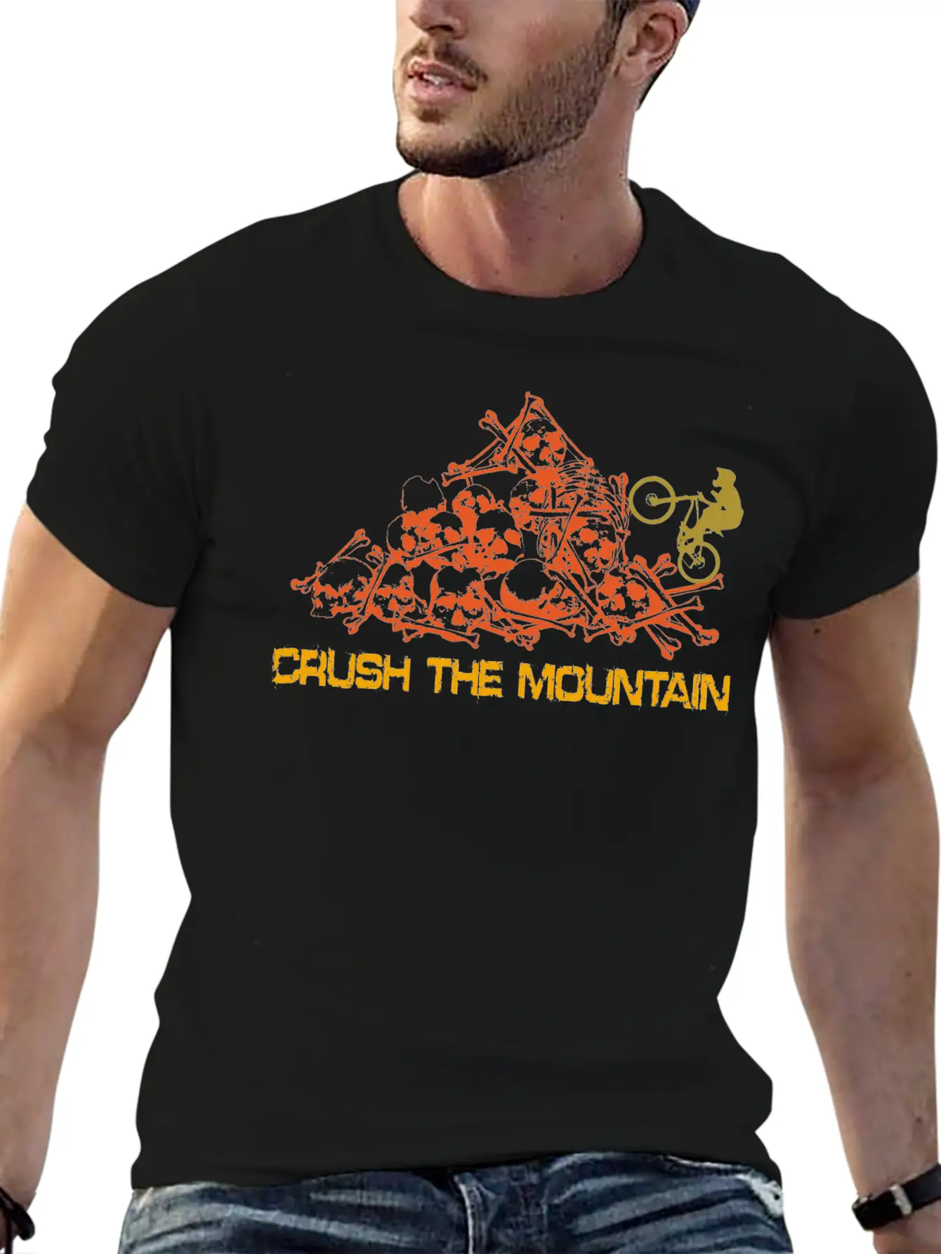 MOUNTAIN BIKER SKULL MOUNTAINS WITH TEXT Unisex Casual T-Shirt – Clean Design For Daily Comfort