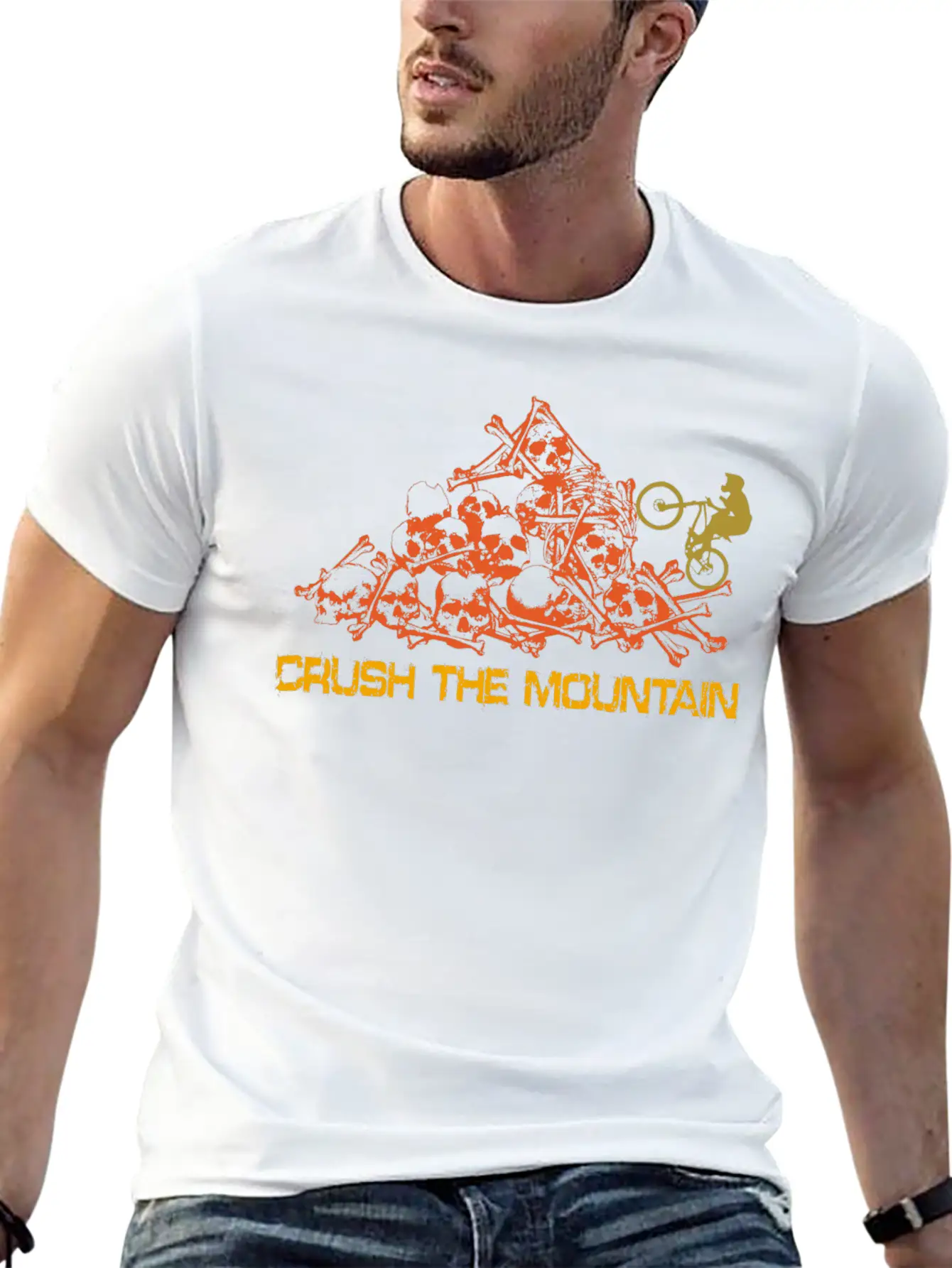 MOUNTAIN BIKER SKULL MOUNTAINS WITH TEXT Unisex Casual T-Shirt – Clean Design For Daily Comfort