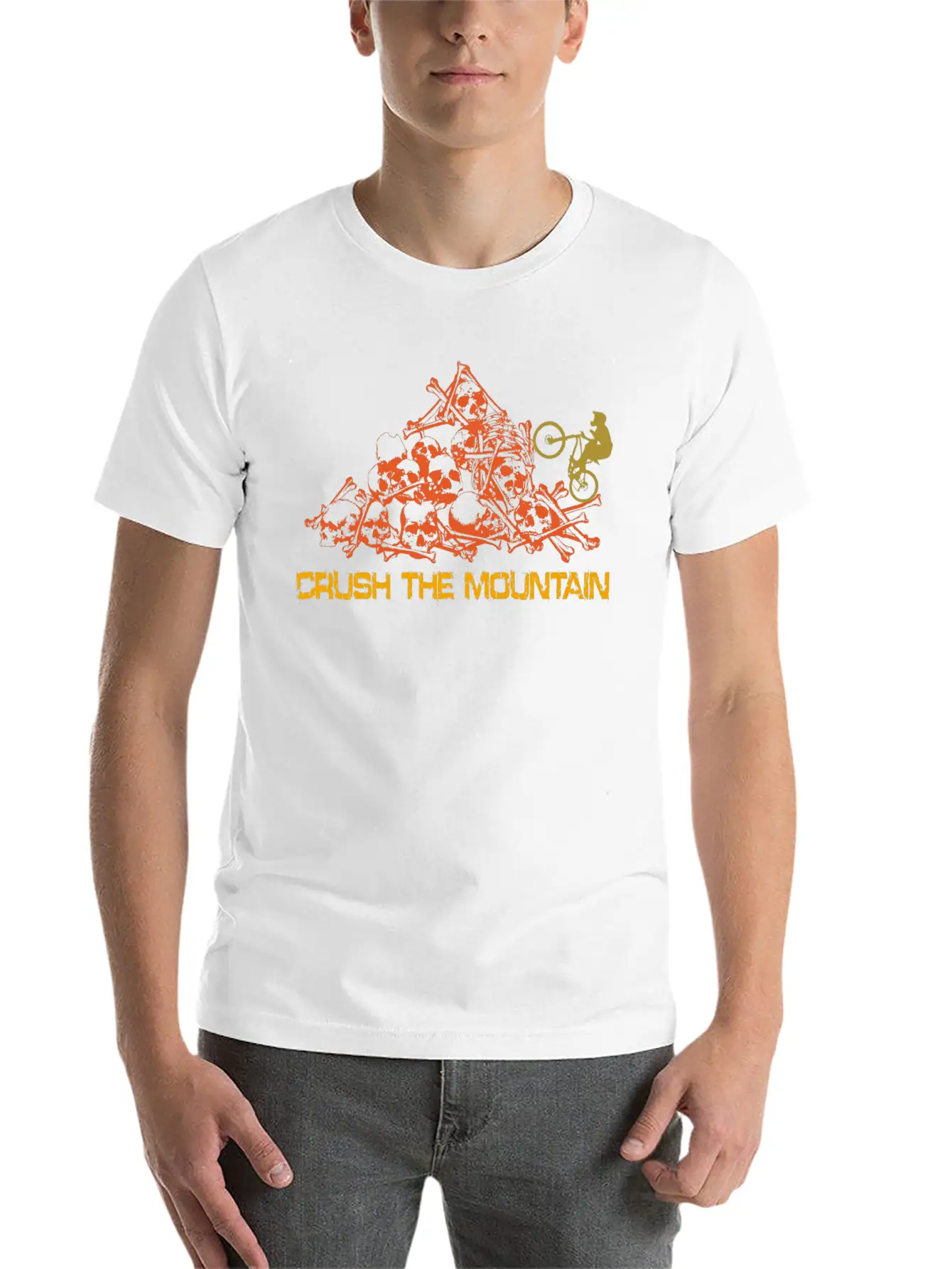 MOUNTAIN BIKER SKULL MOUNTAINS WITH TEXT Unisex Casual T-Shirt – Clean Design For Daily Comfort
