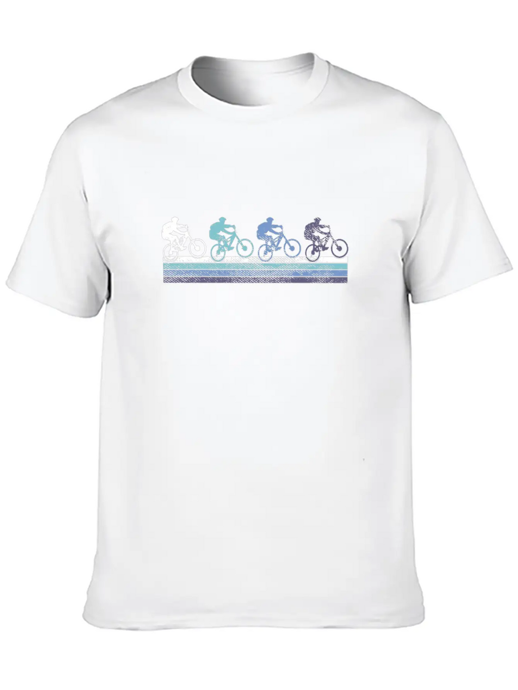 Mountain Biking Silhouettes Gradient Stylish Everyday T-Shirt – Unisex Basic Cotton Tee
