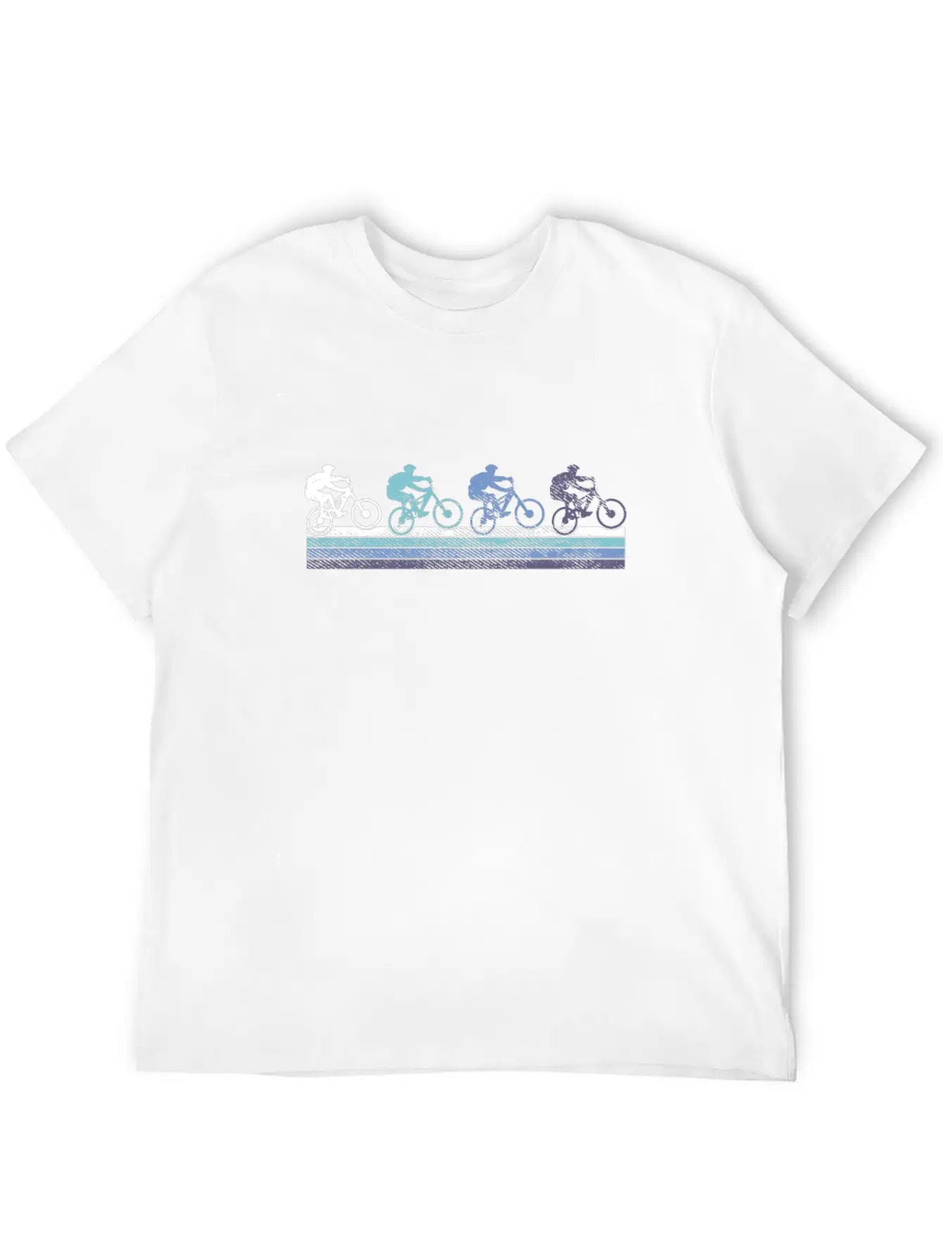 Mountain Biking Silhouettes Gradient Stylish Everyday T-Shirt – Unisex Basic Cotton Tee