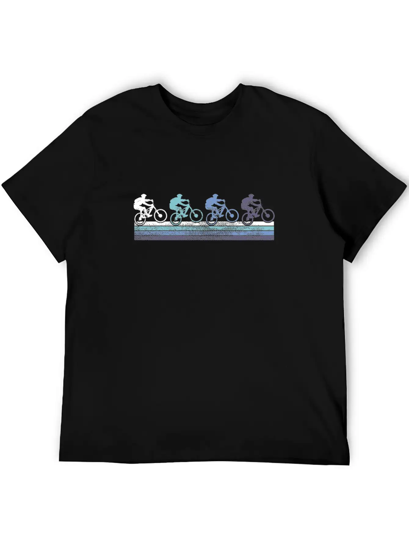 Mountain Biking Silhouettes Gradient Stylish Everyday T-Shirt – Unisex Basic Cotton Tee