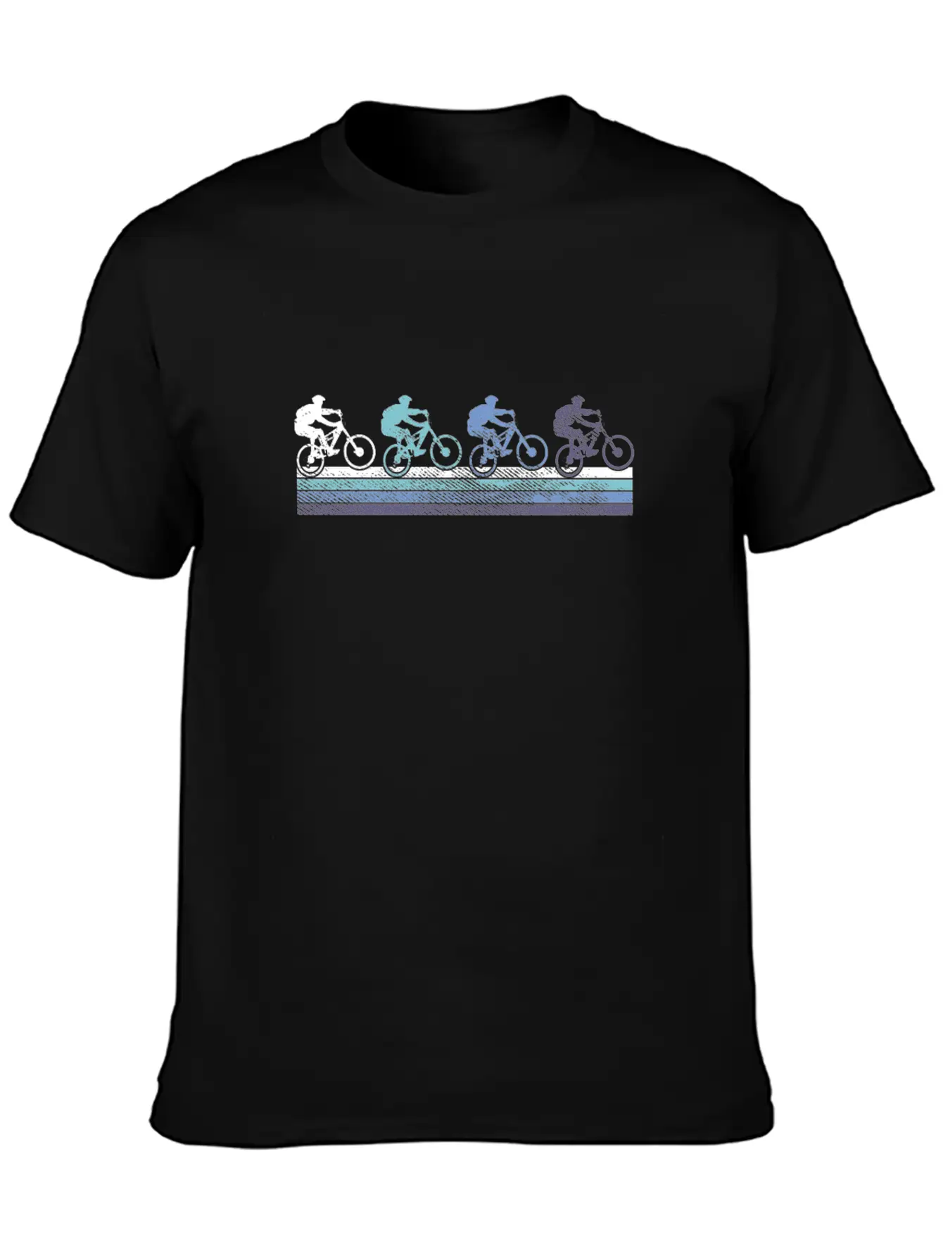 Mountain Biking Silhouettes Gradient Stylish Everyday T-Shirt – Unisex Basic Cotton Tee