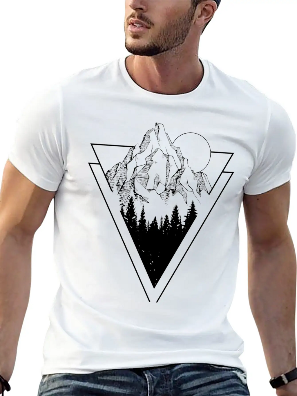 Mountain Sketch Stylish Everyday T-Shirt – Unisex Basic Cotton Tee