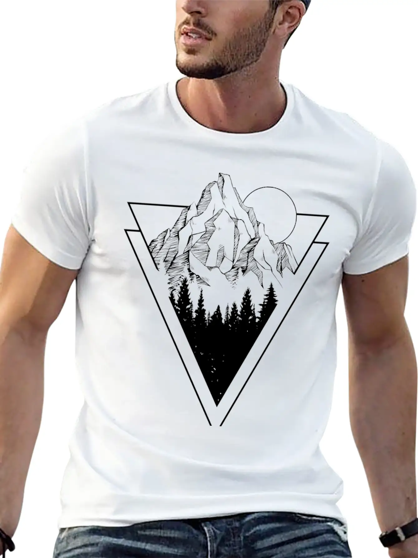 Mountain Sketch Stylish Everyday T-Shirt – Unisex Basic Cotton Tee
