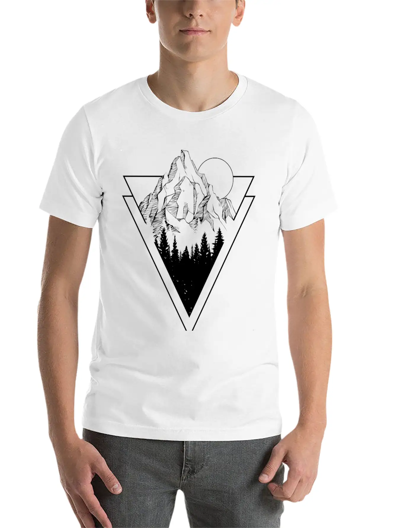 Mountain Sketch Stylish Everyday T-Shirt – Unisex Basic Cotton Tee